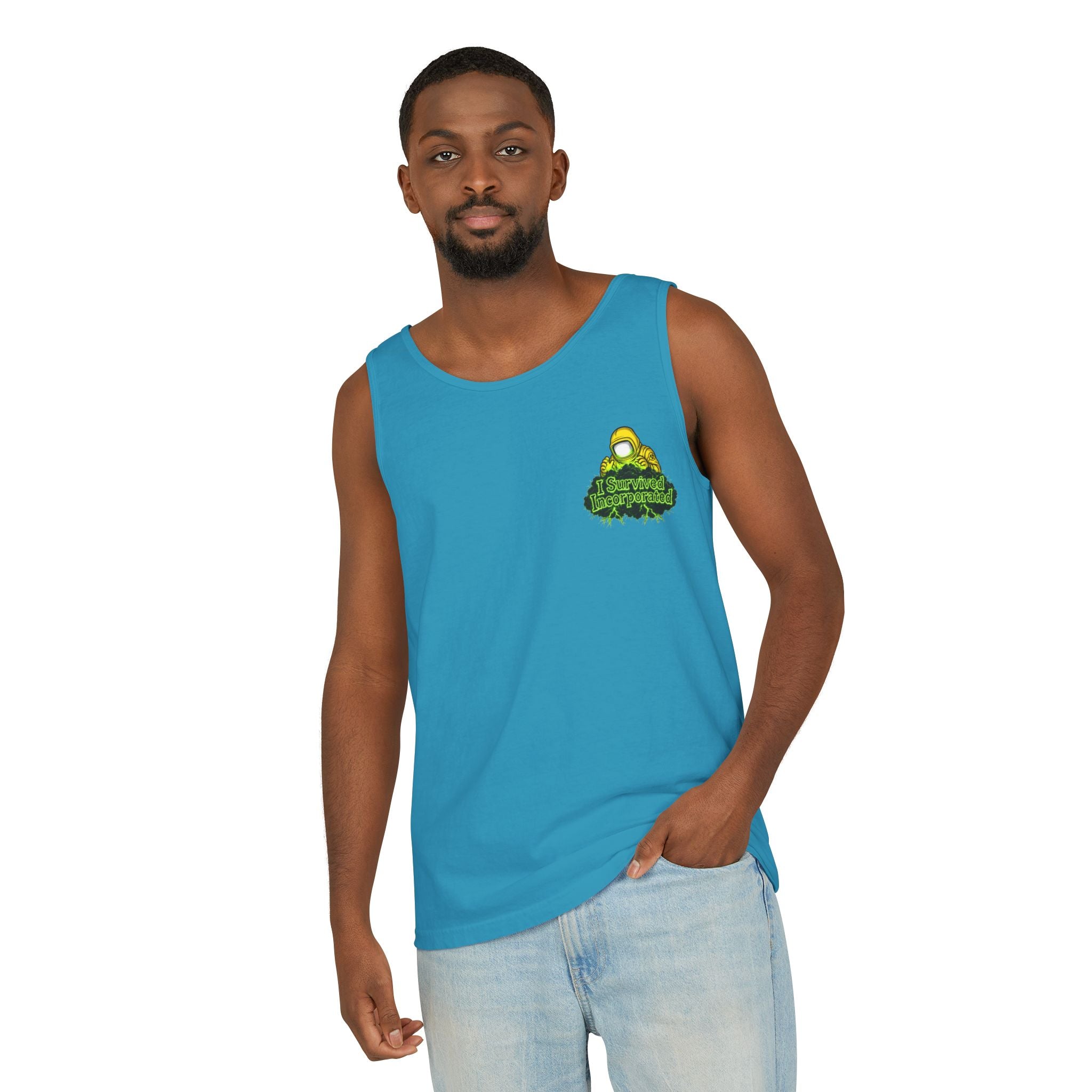 I Survived 2020 — "Please Stand By" Test Pattern Toxic Signal Tee Summer Premiere Unisex Garment-Dyed Tank Top