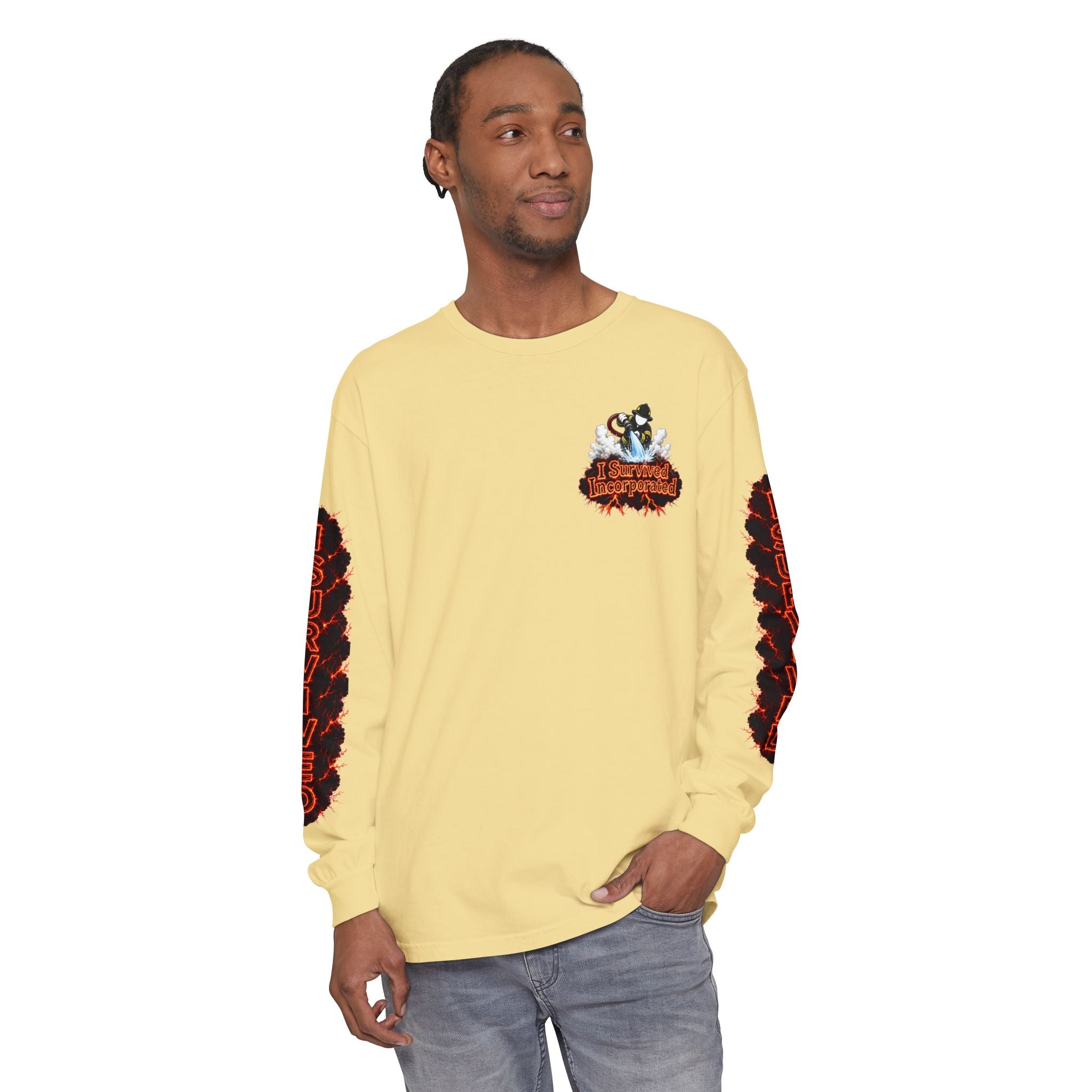 I Survived 2020 — "Please Stand By" Test Pattern Tee Special Edition Wildfire Signal Edition Summer Premiere Unisex Garment-Dyed Long Sleeve T-Shirt
