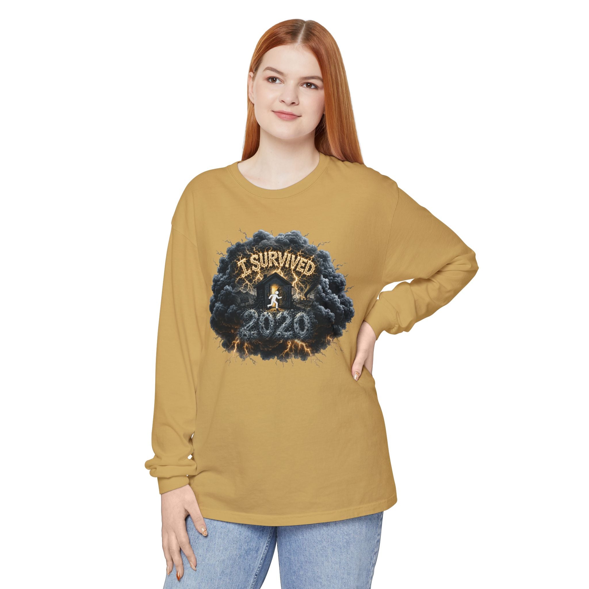 I Survived 2020 — Director's Cut Original Design Teaser Tee | Season 1 Premiere Drop Unisex Garment-Dyed Long Sleeve T-Shirt