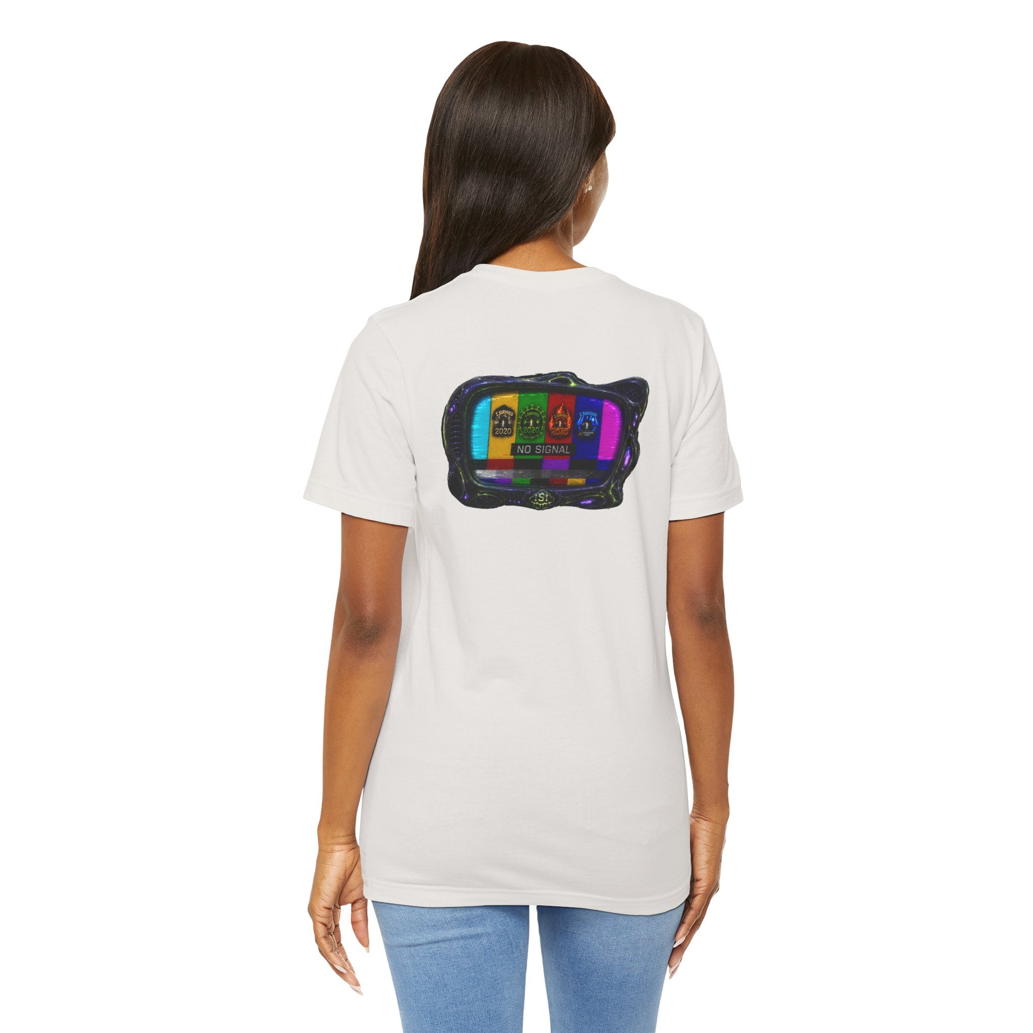 I Survived 2020 — "No Signal" Test Pattern Tee Alien Broadcast Finale Summer Premiere Unisex Jersey Short Sleeve Tee