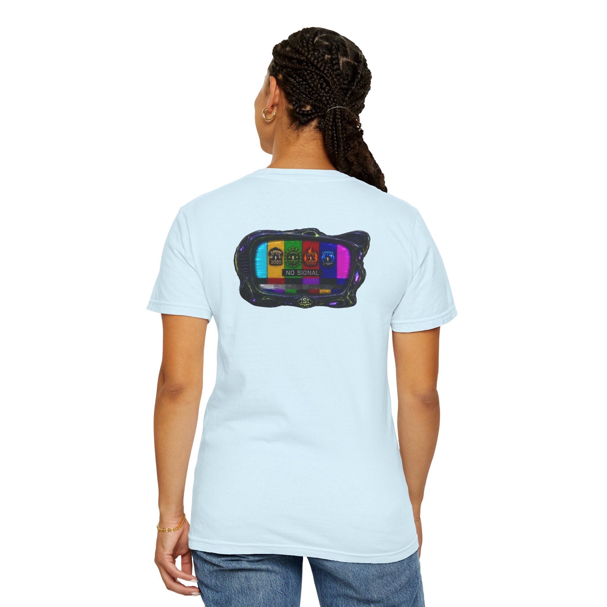 I Survived 2020 — "No Signal" Test Pattern Tee Alien Broadcast Finale Summer Premiere Unisex Garment-Dyed T-shirt