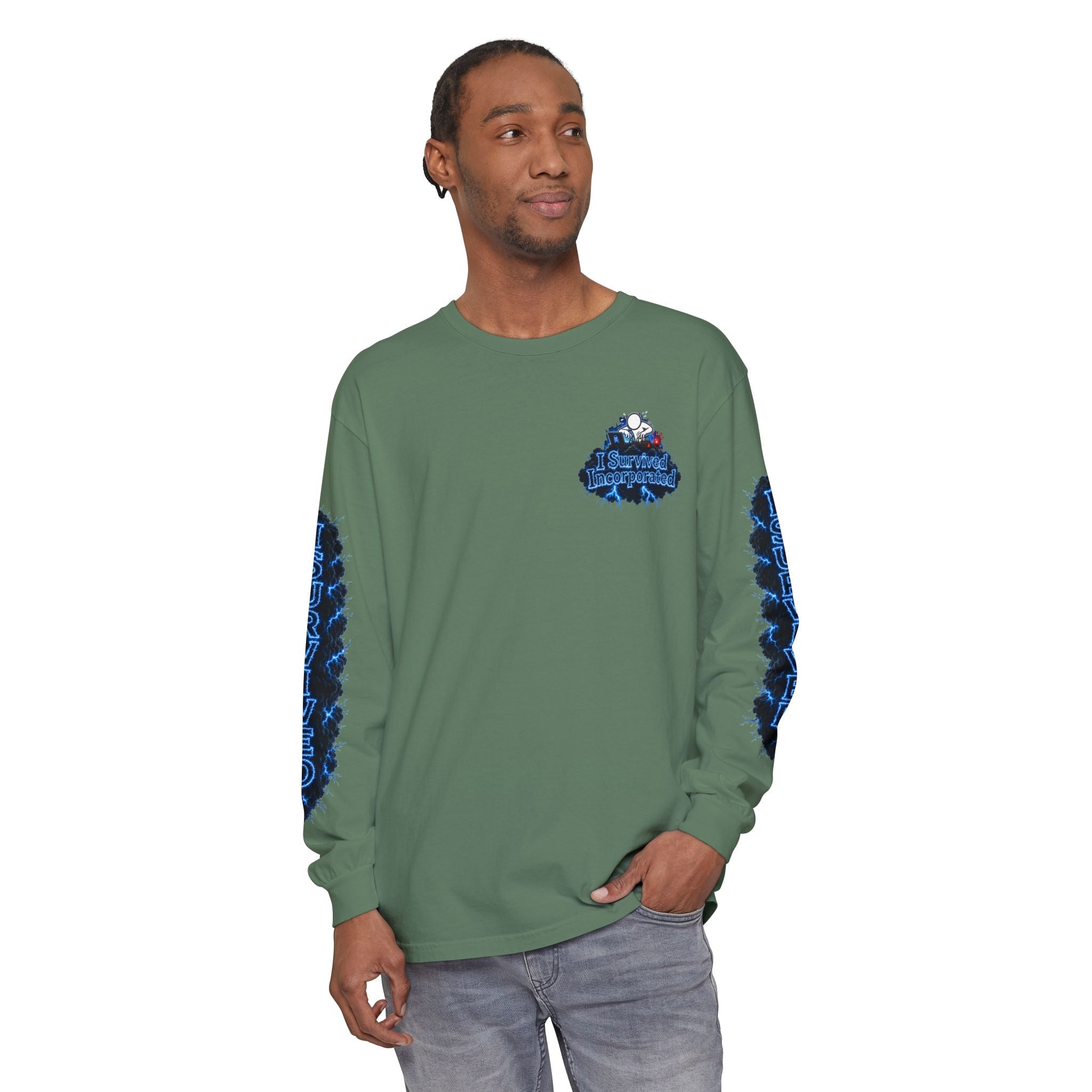 I Survived 2020 — "Please Stand By" Test Pattern Tee Lockdown Special Edition Summer Exclusive Unisex Garment-Dyed Long Sleeve T-Shirt