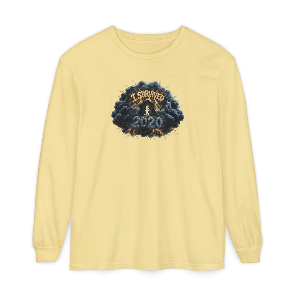 I Survived 2020 — Original PILOT Design: Director's Cut Unisex Garment-Dyed Long Sleeve T-Shirt