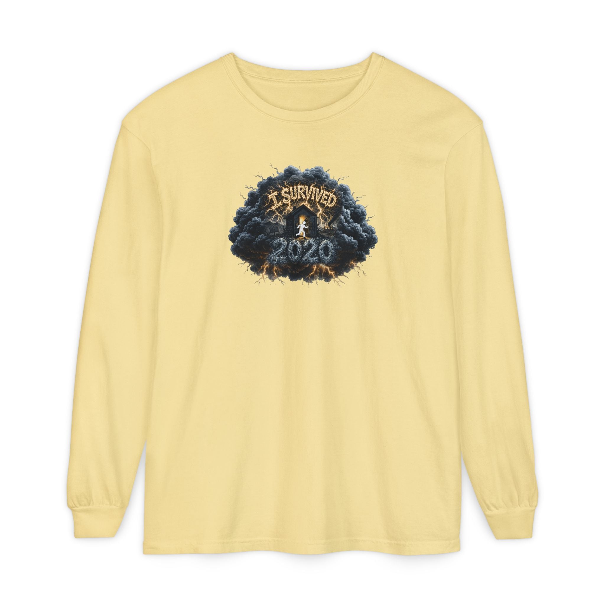 I Survived 2020 — Original PILOT Design: Director's Cut Unisex Garment-Dyed Long Sleeve T-Shirt