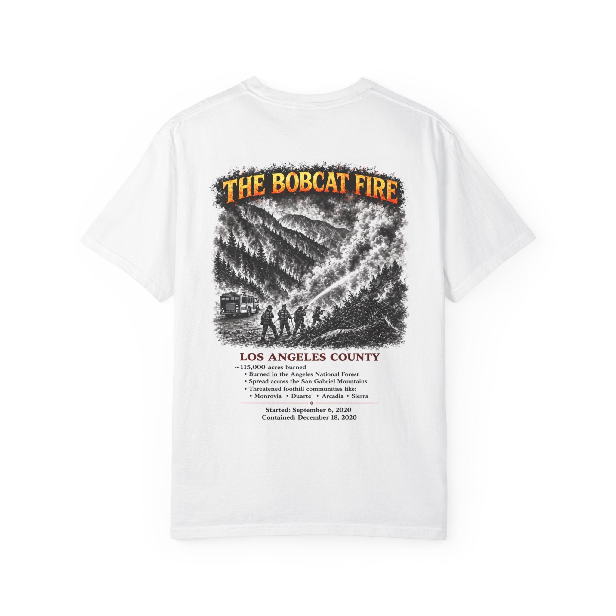 J'ai survécu à 2020 — S2:E2 "L'incendie de Bobcat" | T-shirt unisexe commémoratif teint pour le souvenir - Édition feux de forêt