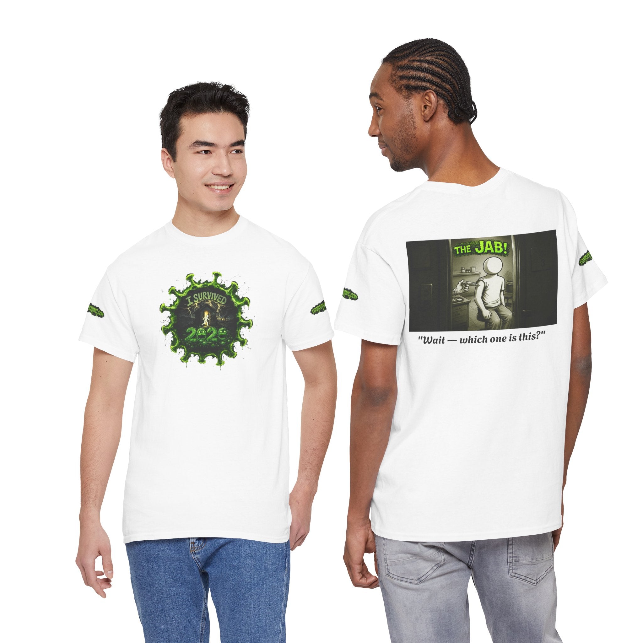 I Survived 2020 — PANDEMIC S1:E3: Director's Cut Special Edition "The Jab!" Unisex Heavy Cotton Tee
