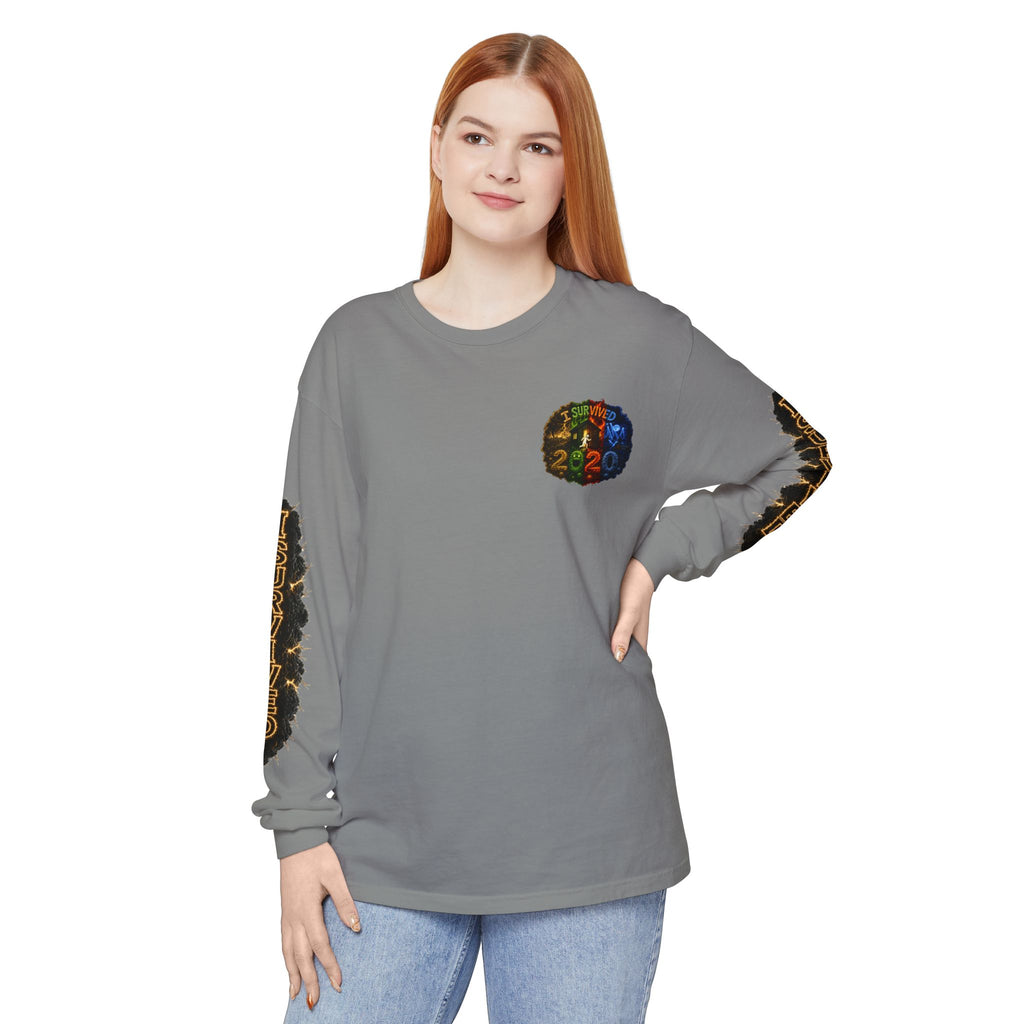 I Survived 2020 — "No Signal" Test Pattern Tee Special Edition Alien Broadcast Finale Summer Premiere Unisex Garment-Dyed Long Sleeve T-Shirt