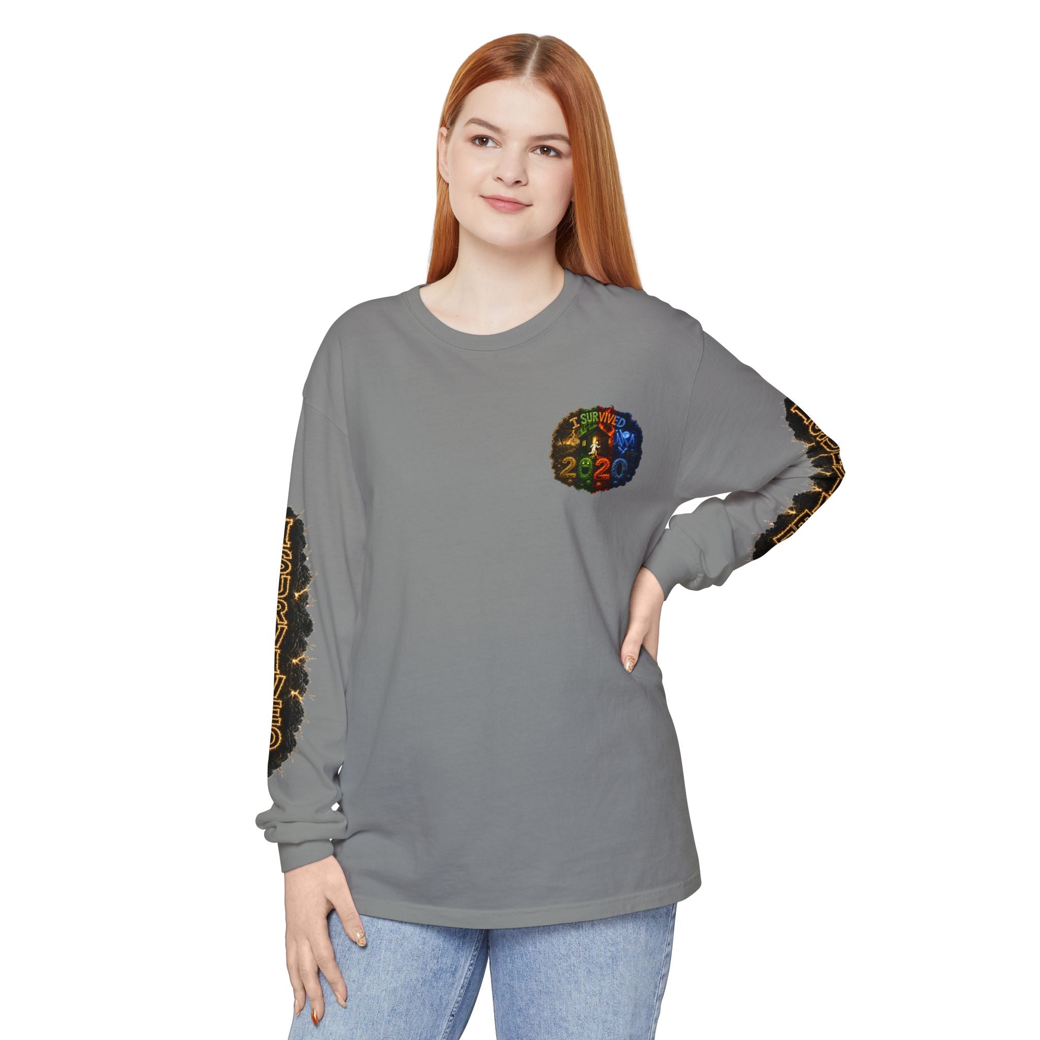 I Survived 2020 — "No Signal" Test Pattern Tee Special Edition Alien Broadcast Finale Summer Premiere Unisex Garment-Dyed Long Sleeve T-Shirt