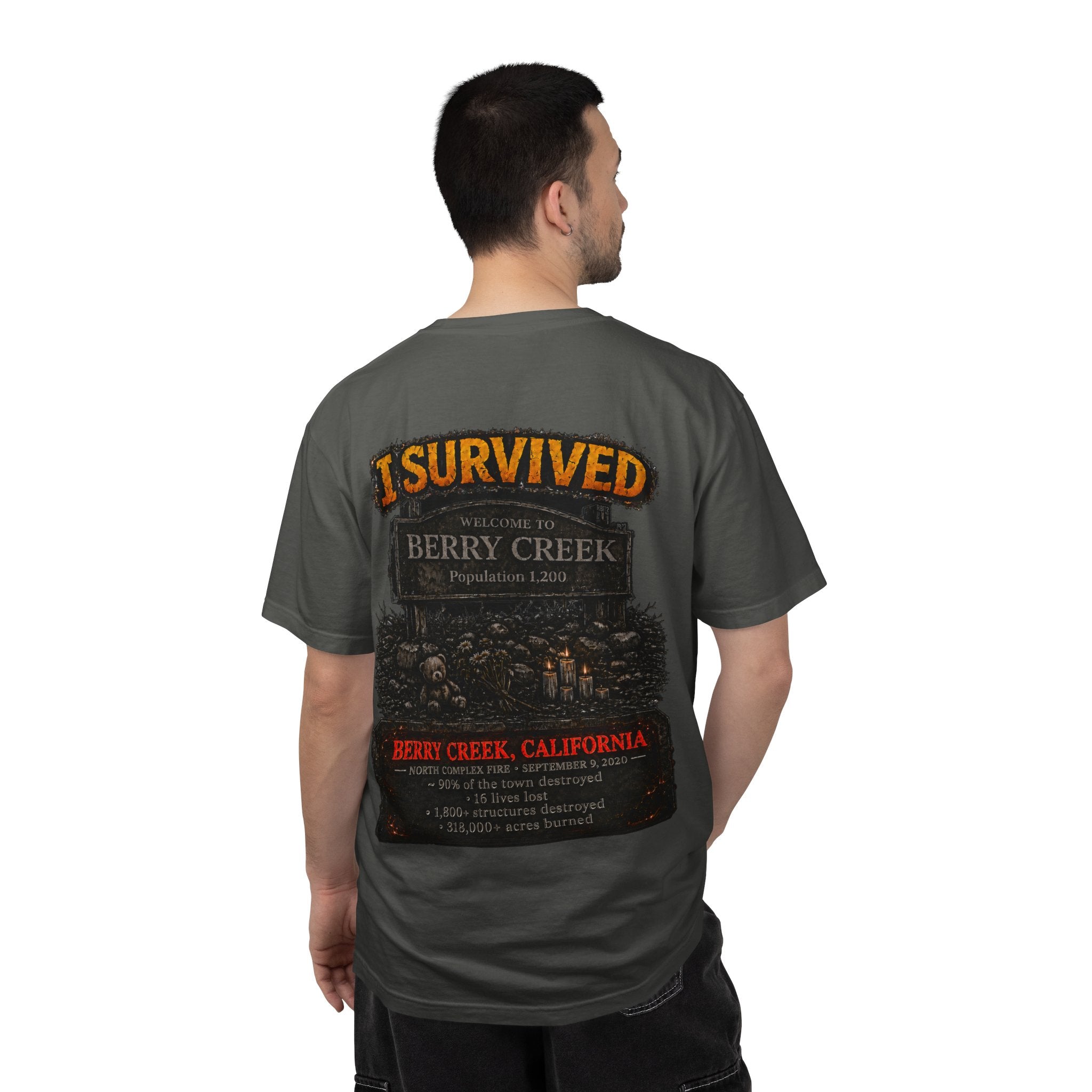 I Survived 2020 — Director's Cut S2:E1 "Berry Creek" | Wildfire Edition Memorial Unisex Garment-Dyed T-shirt