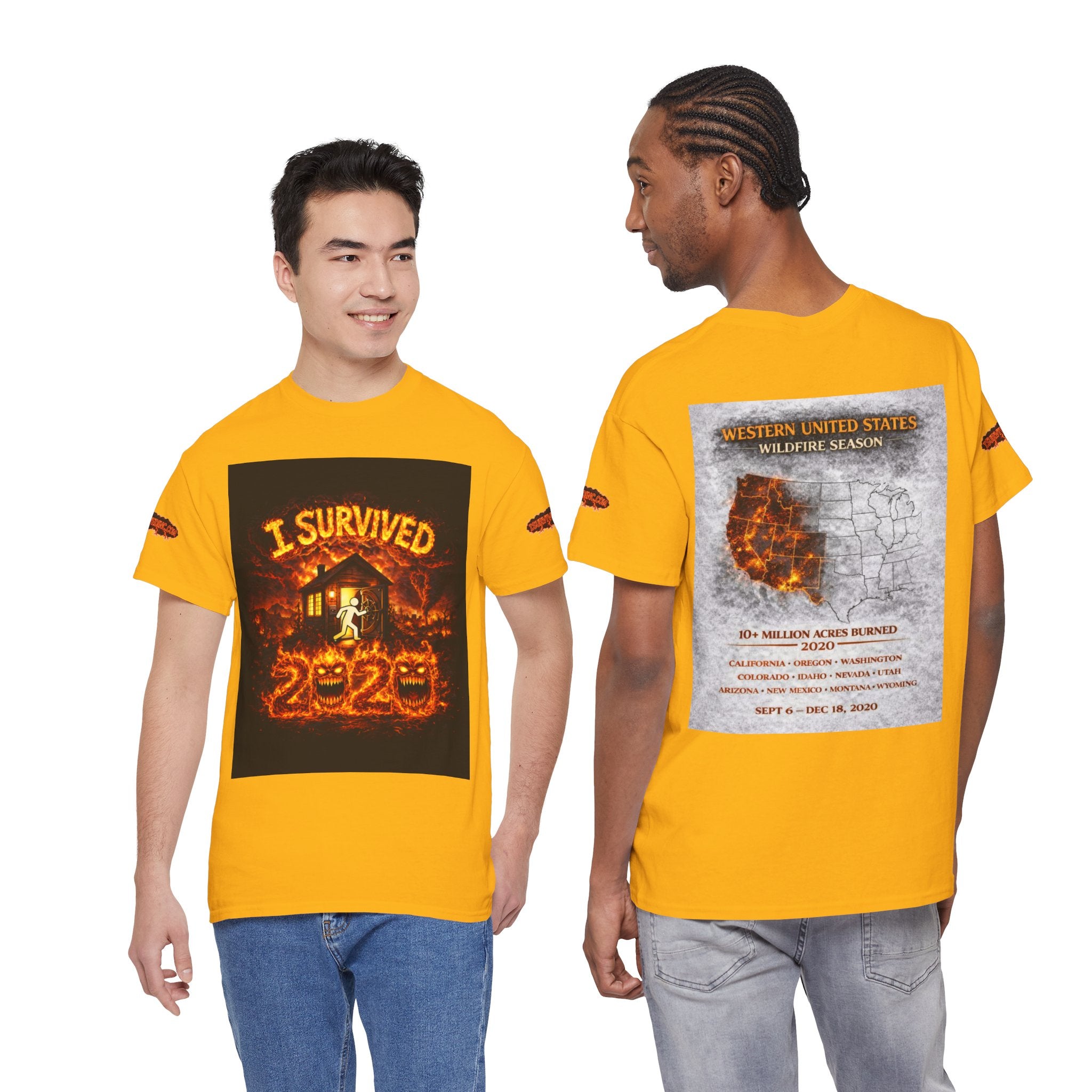 I Survived 2020 — WILDFIRES S2:E4: Special Edition "Western U.S." Memorial Unisex Heavy Cotton Tee