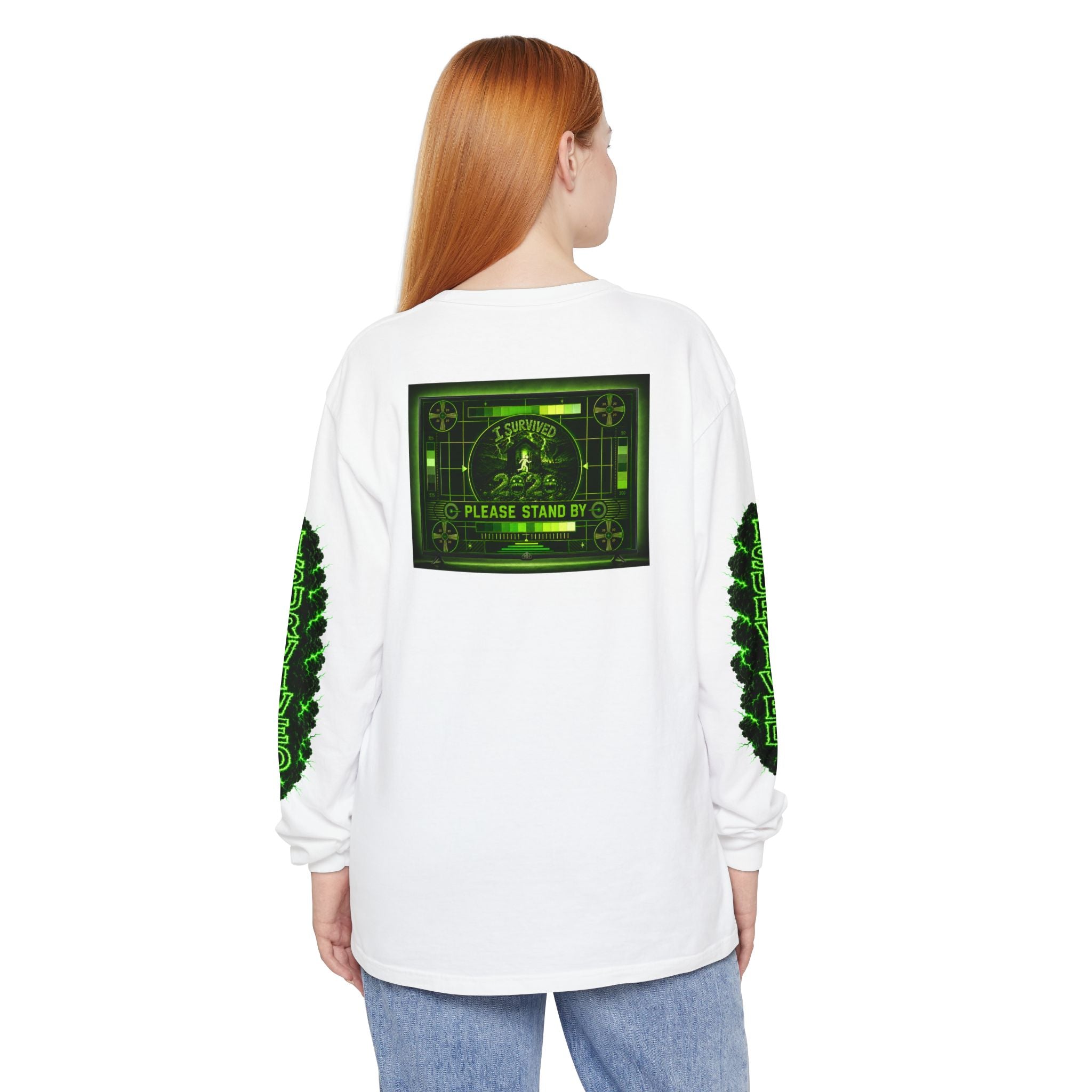 I Survived 2020 — "Please Stand By" Test Pattern Toxic Signal Tee Special Edition Summer Premiere Unisex Garment-Dyed Long Sleeve T-Shirt