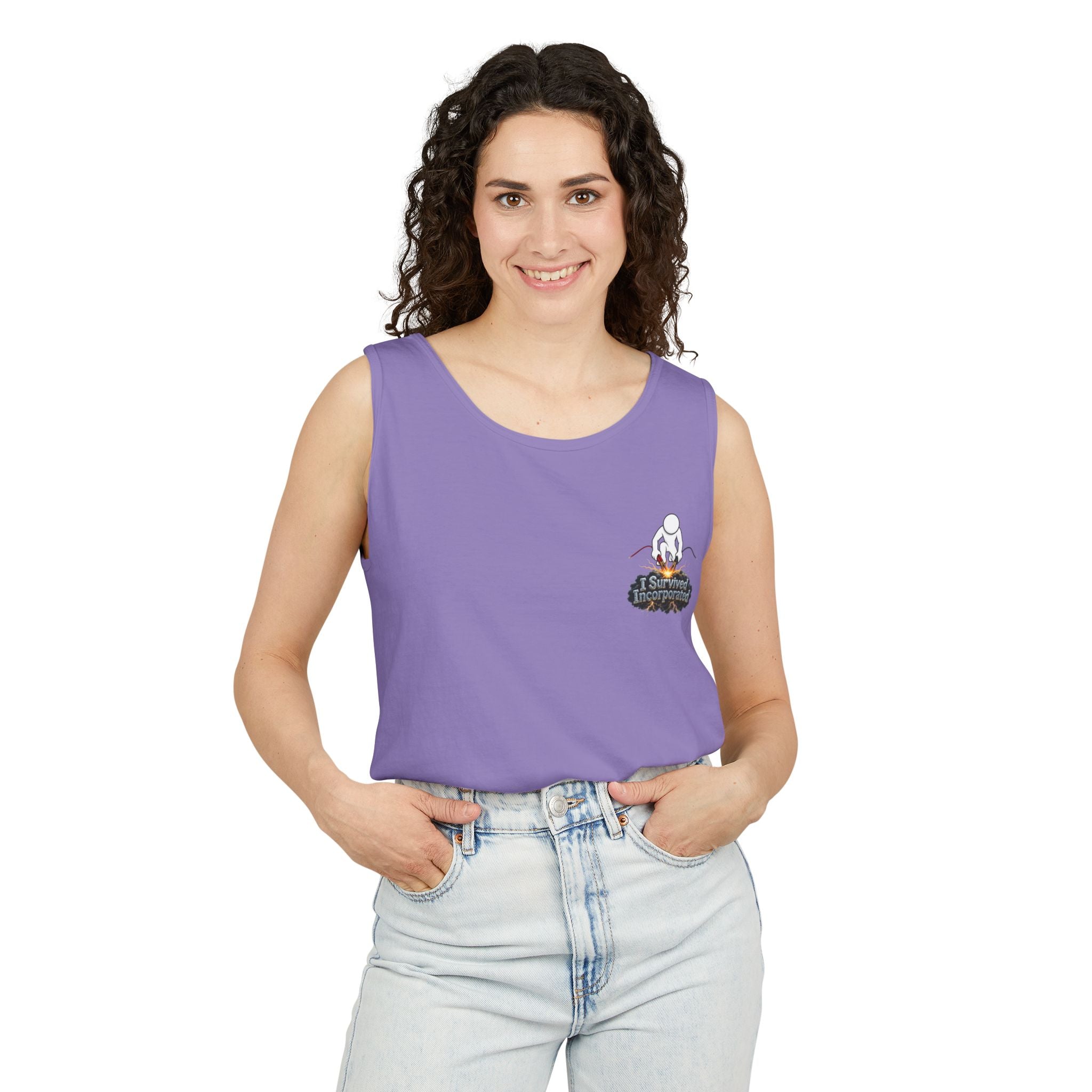 I Survived 2020 — "Please Stand By" Test Pattern Tee Summer Premier  Unisex Garment-Dyed Tank Top