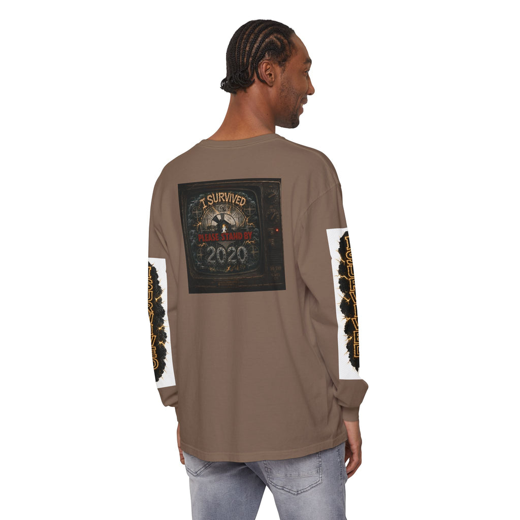 I Survived 2020 — "Please Stand By" Test Pattern Tee Special Edition Summer Premier Unisex Garment-Dyed Long Sleeve T-Shirt