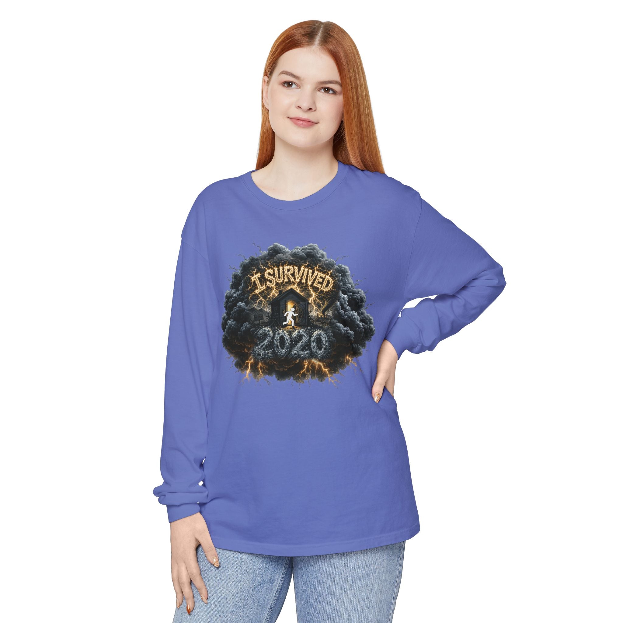 I Survived 2020 — Director's Cut Original Design Teaser Tee | Season 1 Premiere Drop Unisex Garment-Dyed Long Sleeve T-Shirt