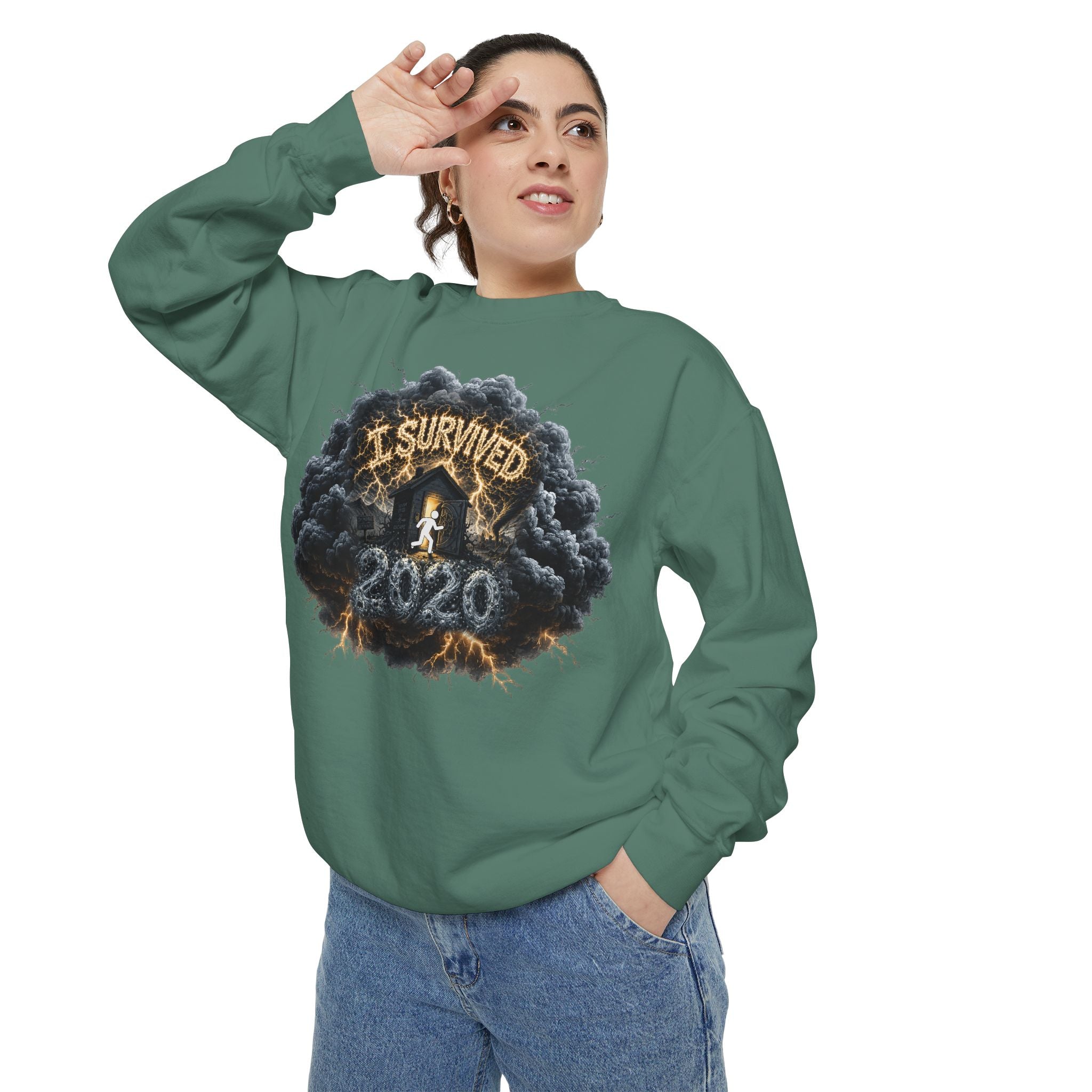 I Survived 2020 — Director's Cut Original Design Teaser Sweatshirt | Season 1 Premiere Drop Unisex Garment-Dyed Sweatshirt