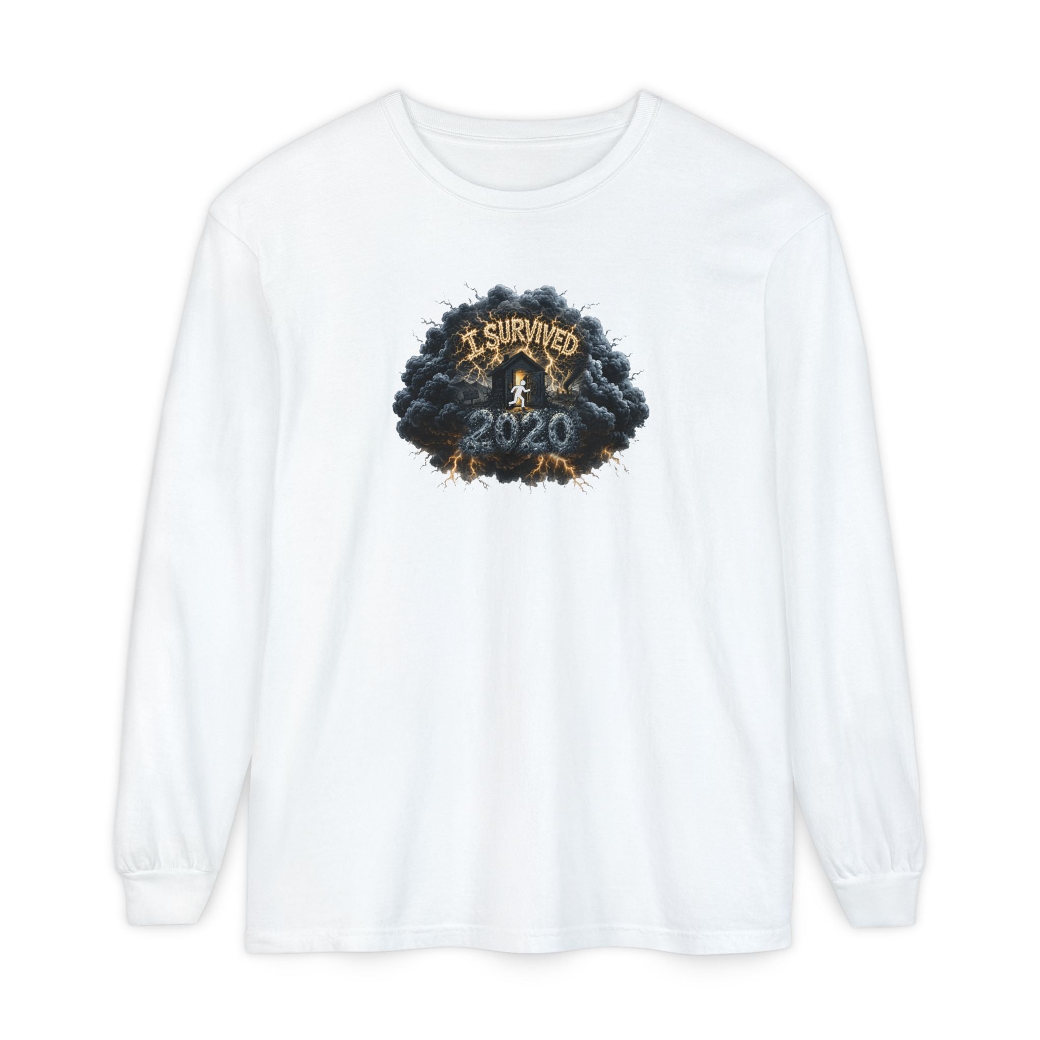 I Survived 2020 — Original PILOT Design: Director's Cut Unisex Garment-Dyed Long Sleeve T-Shirt