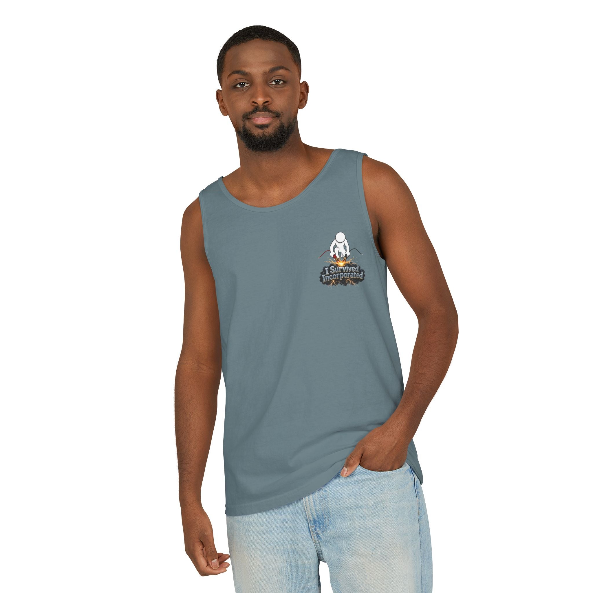 I Survived 2020 — "Please Stand By" Test Pattern Tee Summer Premier  Unisex Garment-Dyed Tank Top