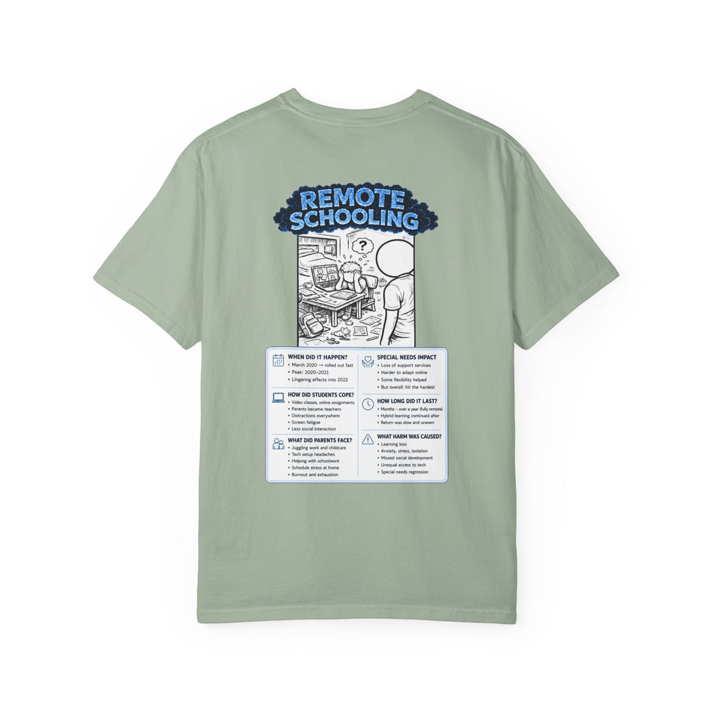 I Survived 2020 —  LOCKDOWN S3:E3: Director's Cut "Remote Schooling" Unisex Garment-Dyed T-shirt