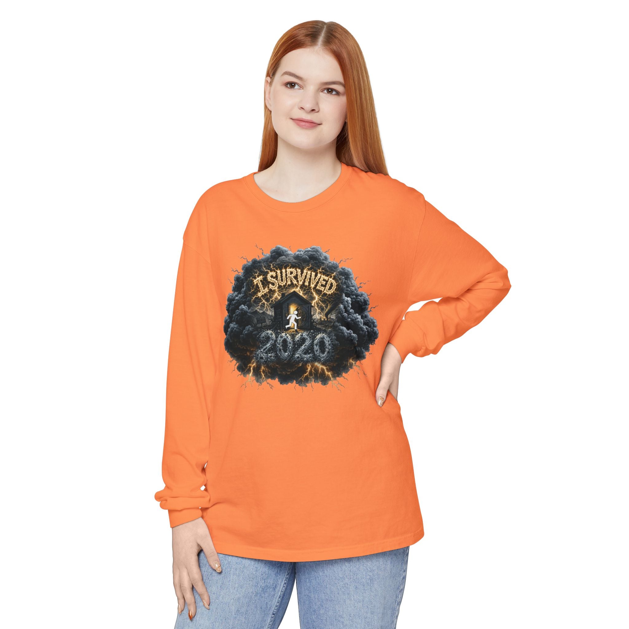 I Survived 2020 — Director's Cut Original Design Teaser Tee | Season 1 Premiere Drop Unisex Garment-Dyed Long Sleeve T-Shirt