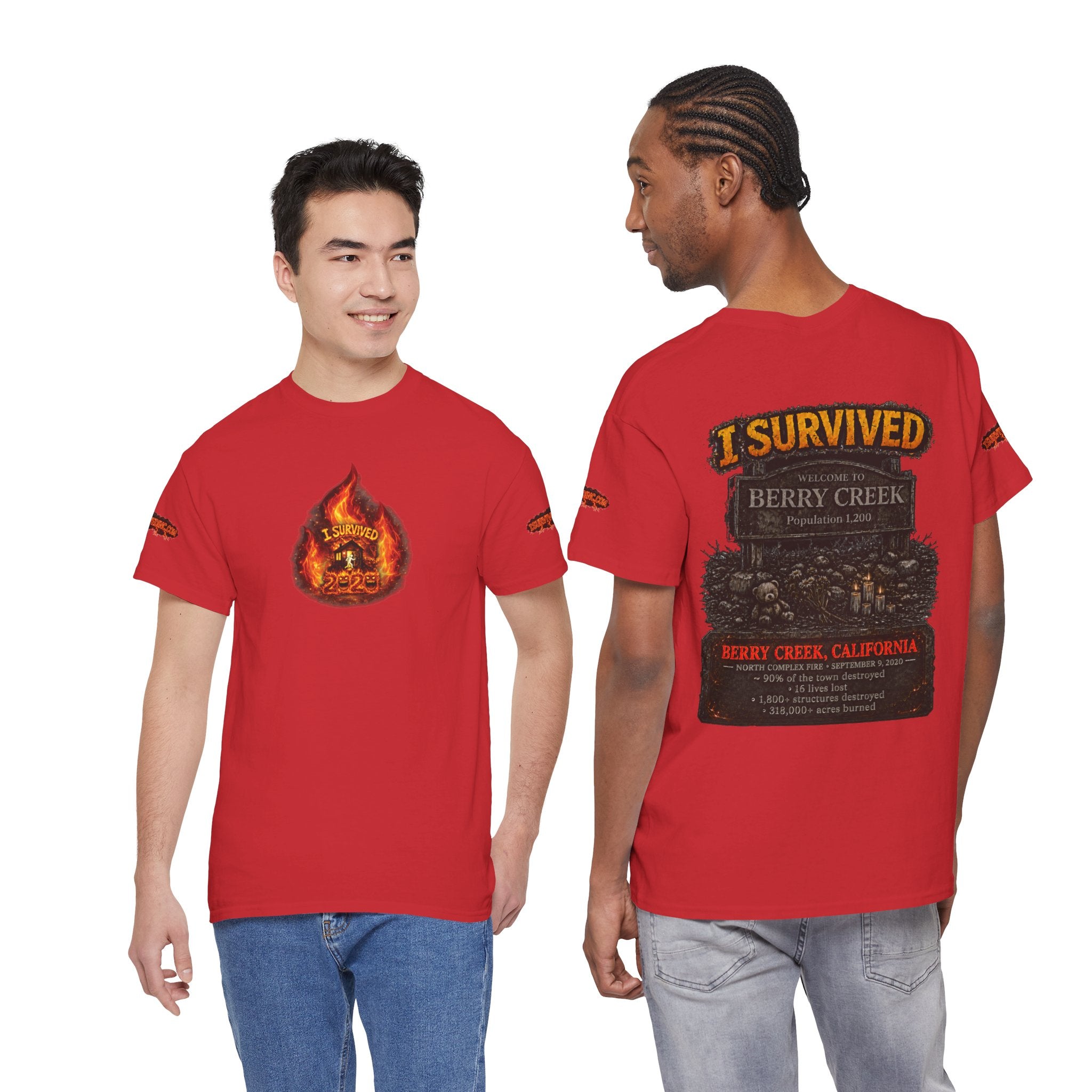 I Survived 2020 — WILDFIRES S2:E1: Director's Cut Special Edition "Berry Creek" Memorial Unisex Heavy Cotton Tee