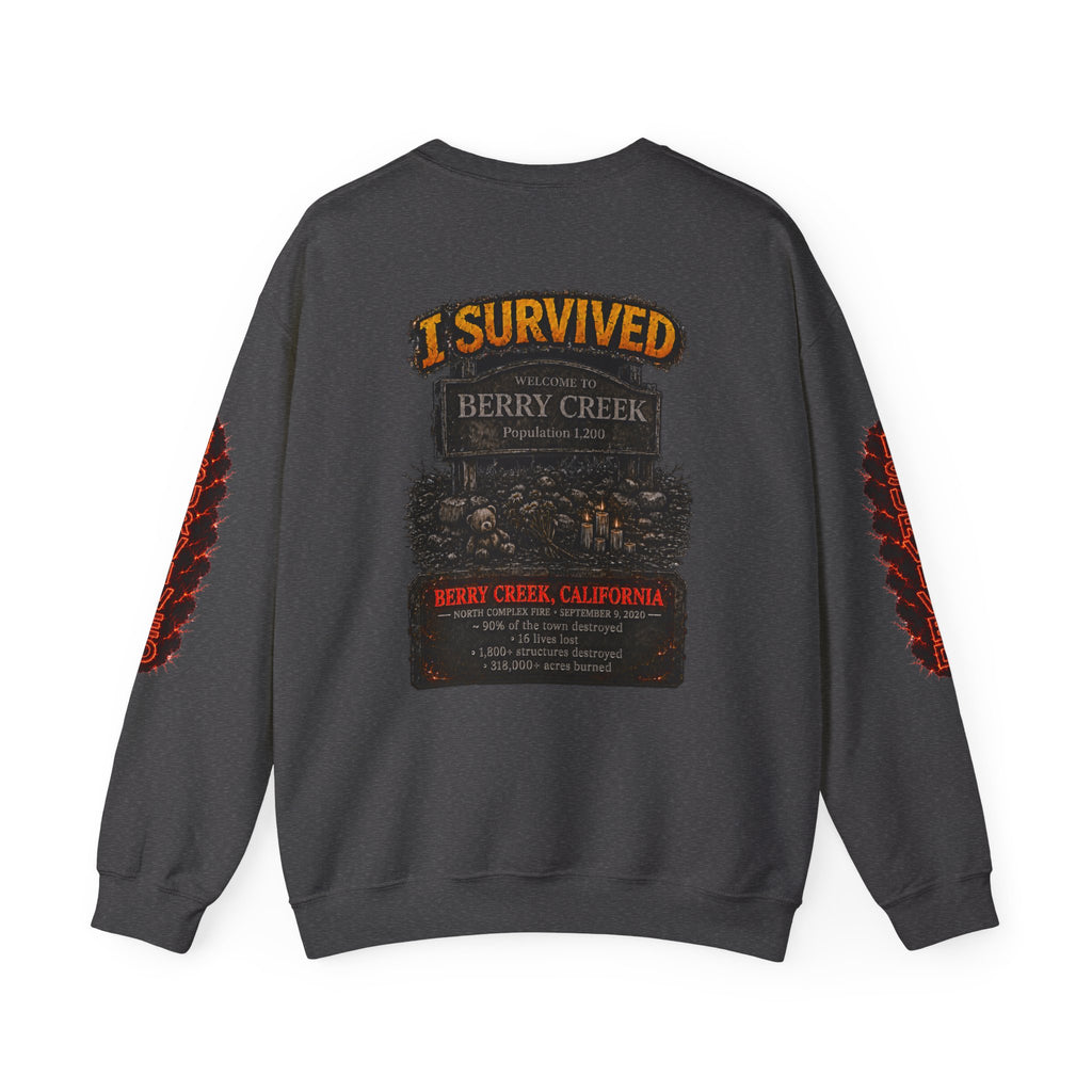 I Survived 2020 — Director's Cut S2:E1 "Berry Creek" | Wildfire Edition Memorial Unisex Heavy Blend™ Crewneck Sweatshirt