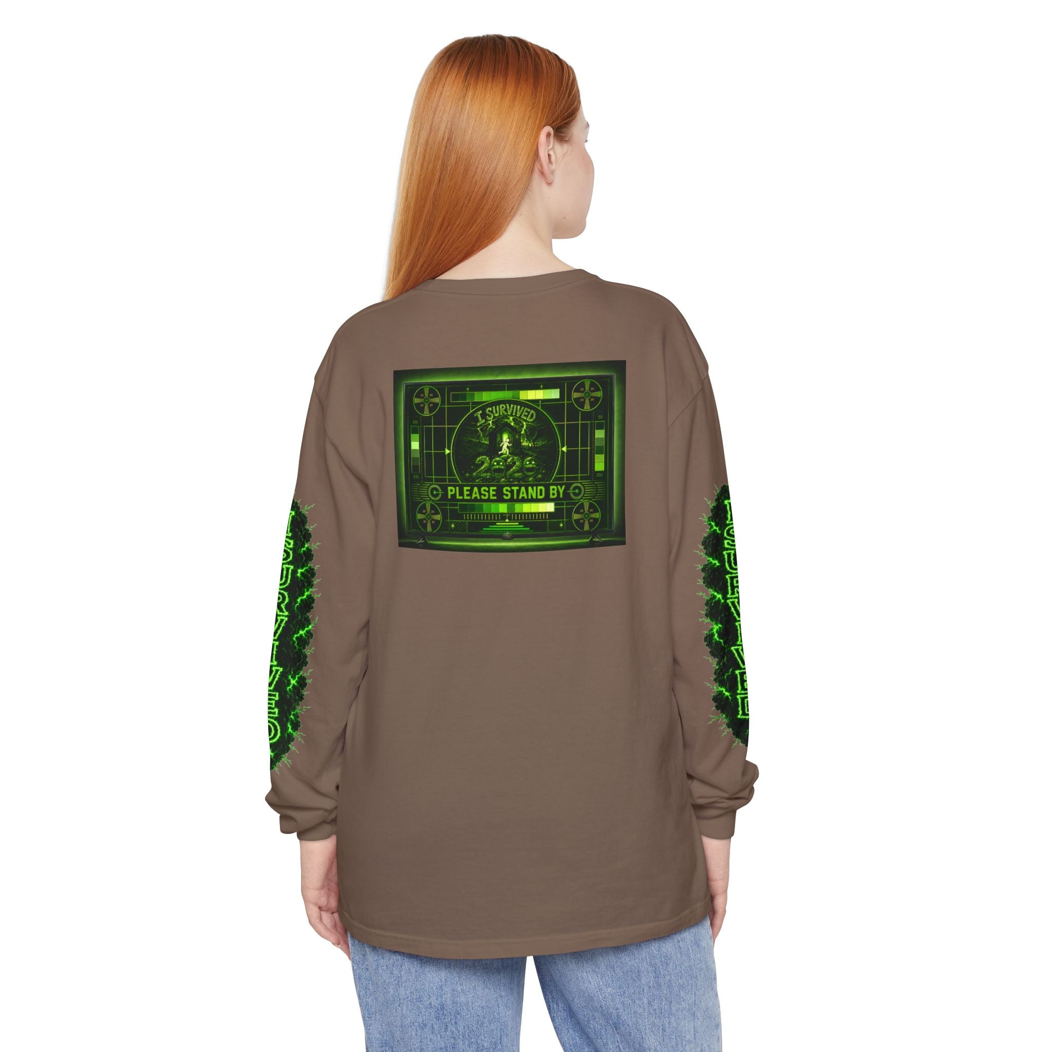 I Survived 2020 — "Please Stand By" Test Pattern Toxic Signal Tee Special Edition Summer Premiere Unisex Garment-Dyed Long Sleeve T-Shirt