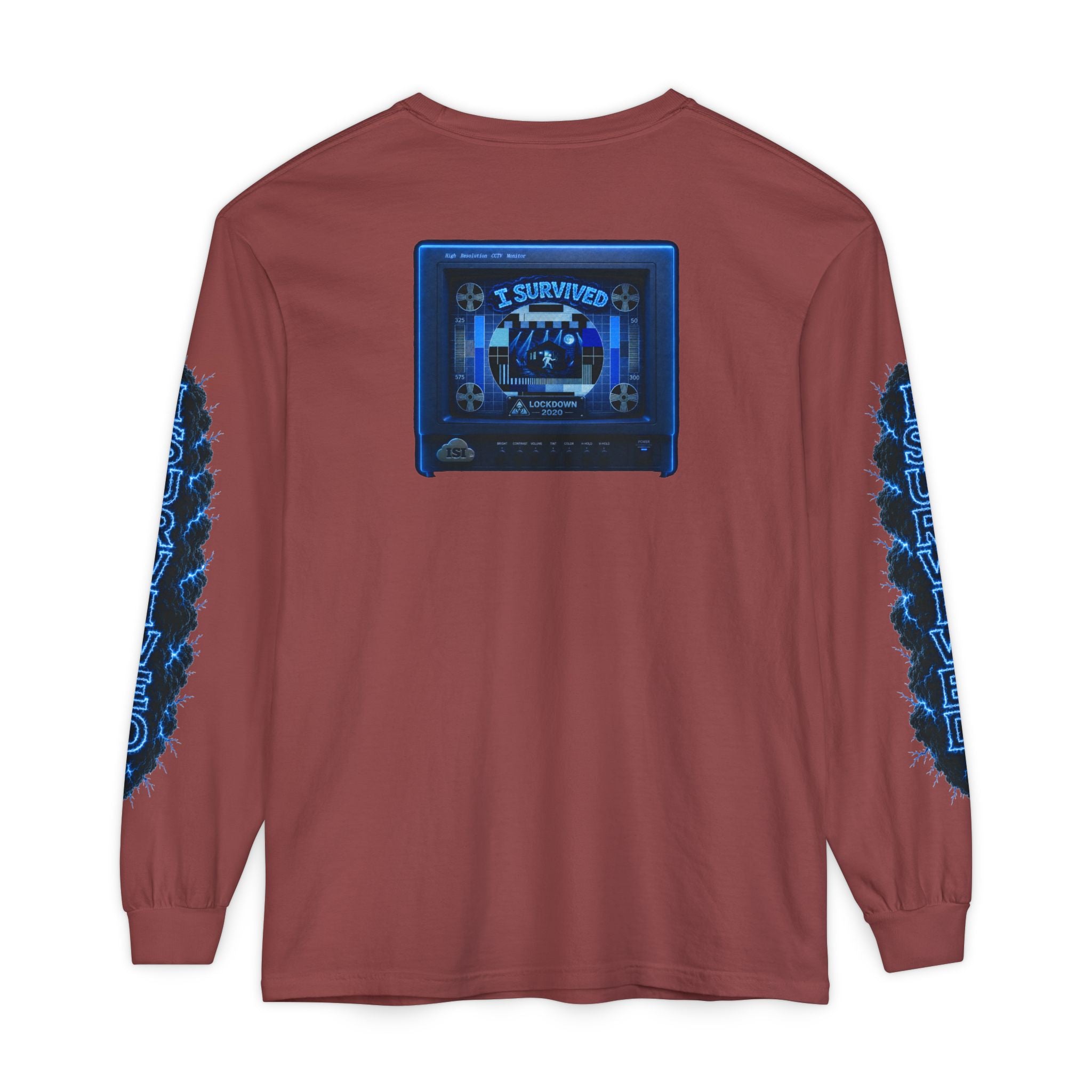 I Survived 2020 — "Please Stand By" Test Pattern Tee Lockdown Special Edition Summer Exclusive Unisex Garment-Dyed Long Sleeve T-Shirt