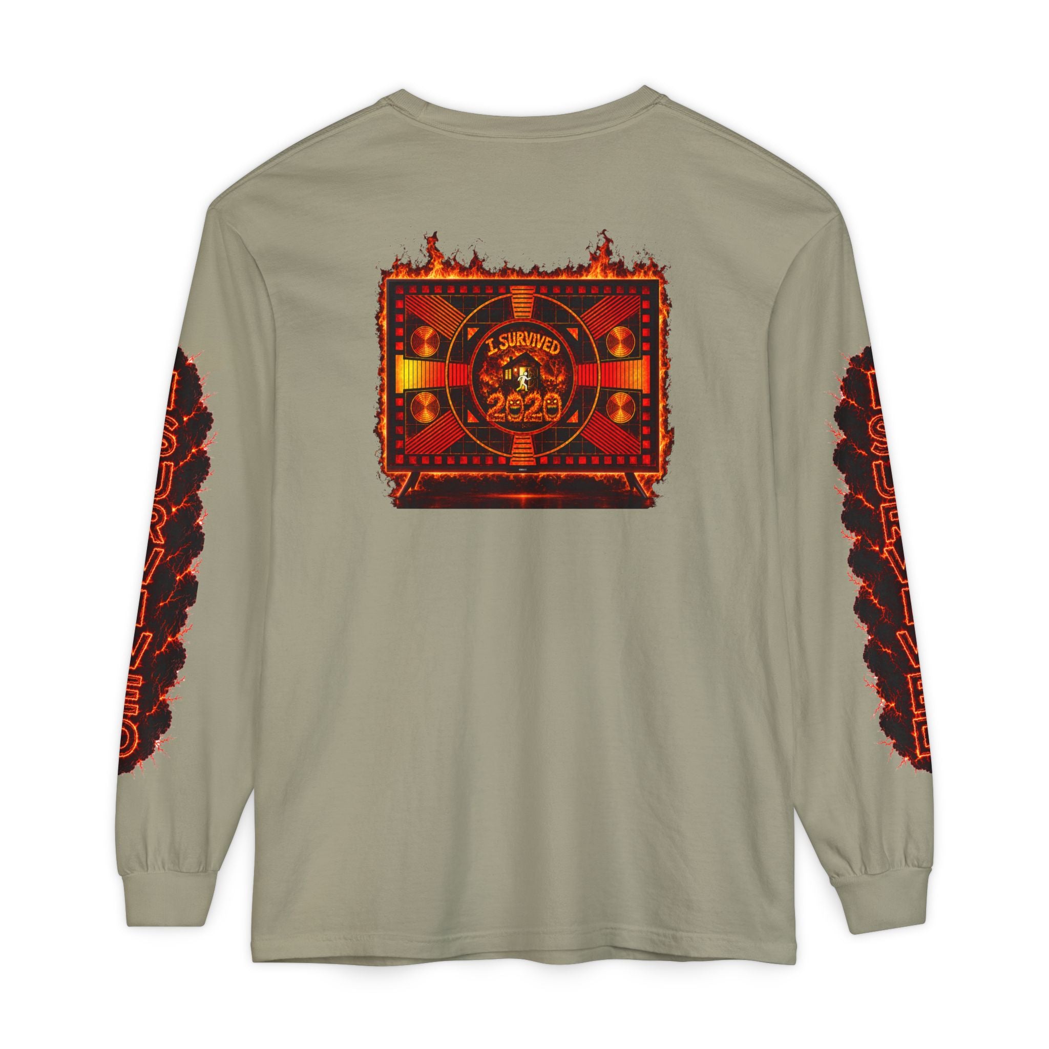 I Survived 2020 — "Please Stand By" Test Pattern Tee Special Edition Wildfire Signal Edition Summer Premiere Unisex Garment-Dyed Long Sleeve T-Shirt