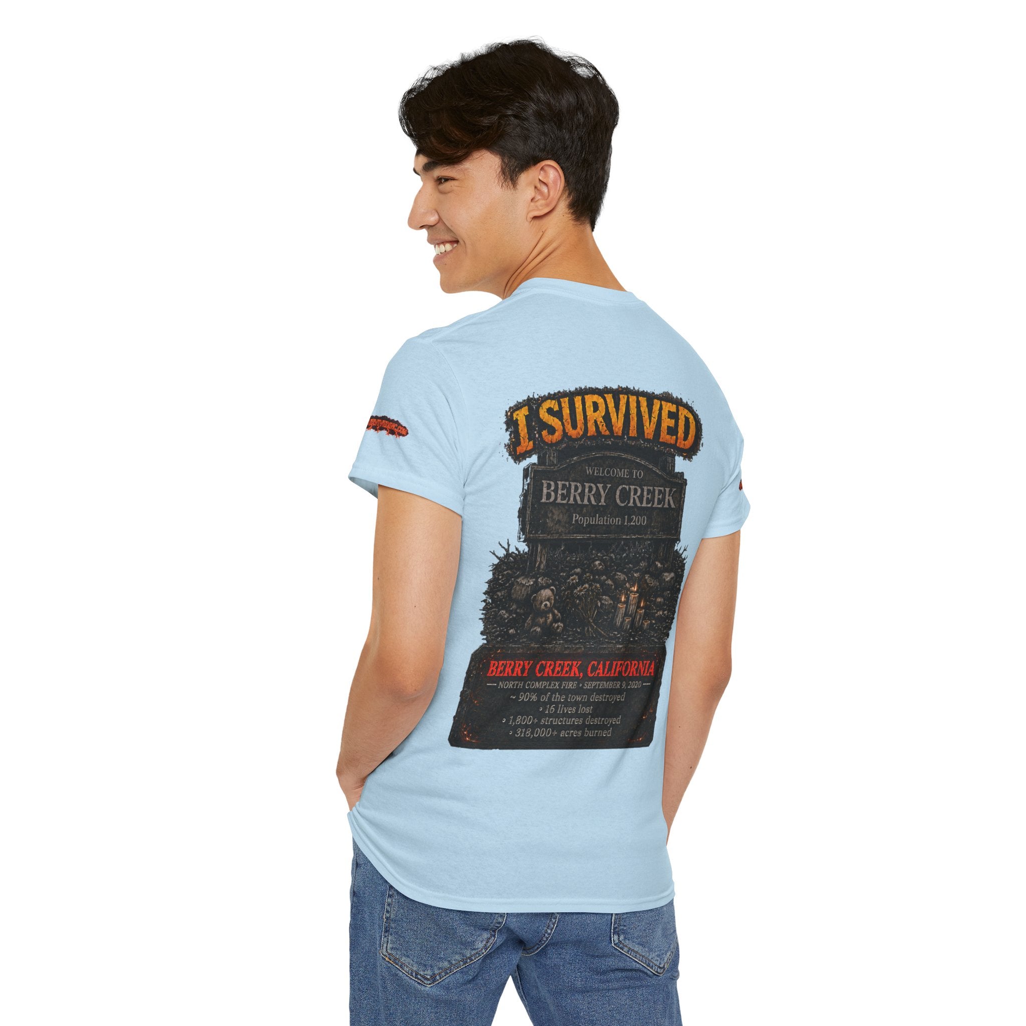 I Survived 2020 — WILDFIRES S2:E1: Director's Cut Special Edition "Berry Creek" Memorial Unisex Heavy Cotton Tee