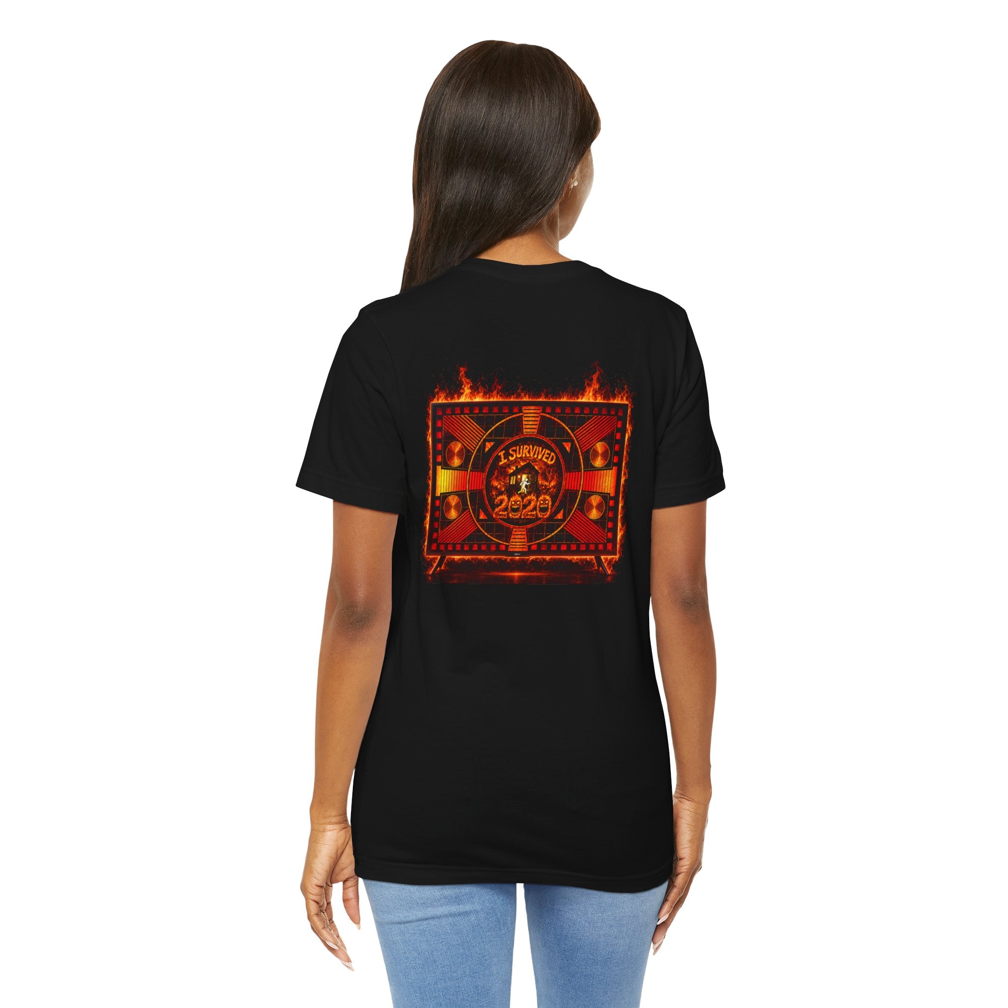 I Survived 2020 — "Please Stand By" Test Pattern Tee Wildfire Signal Edition Summer Premiere Unisex Jersey Short Sleeve Tee