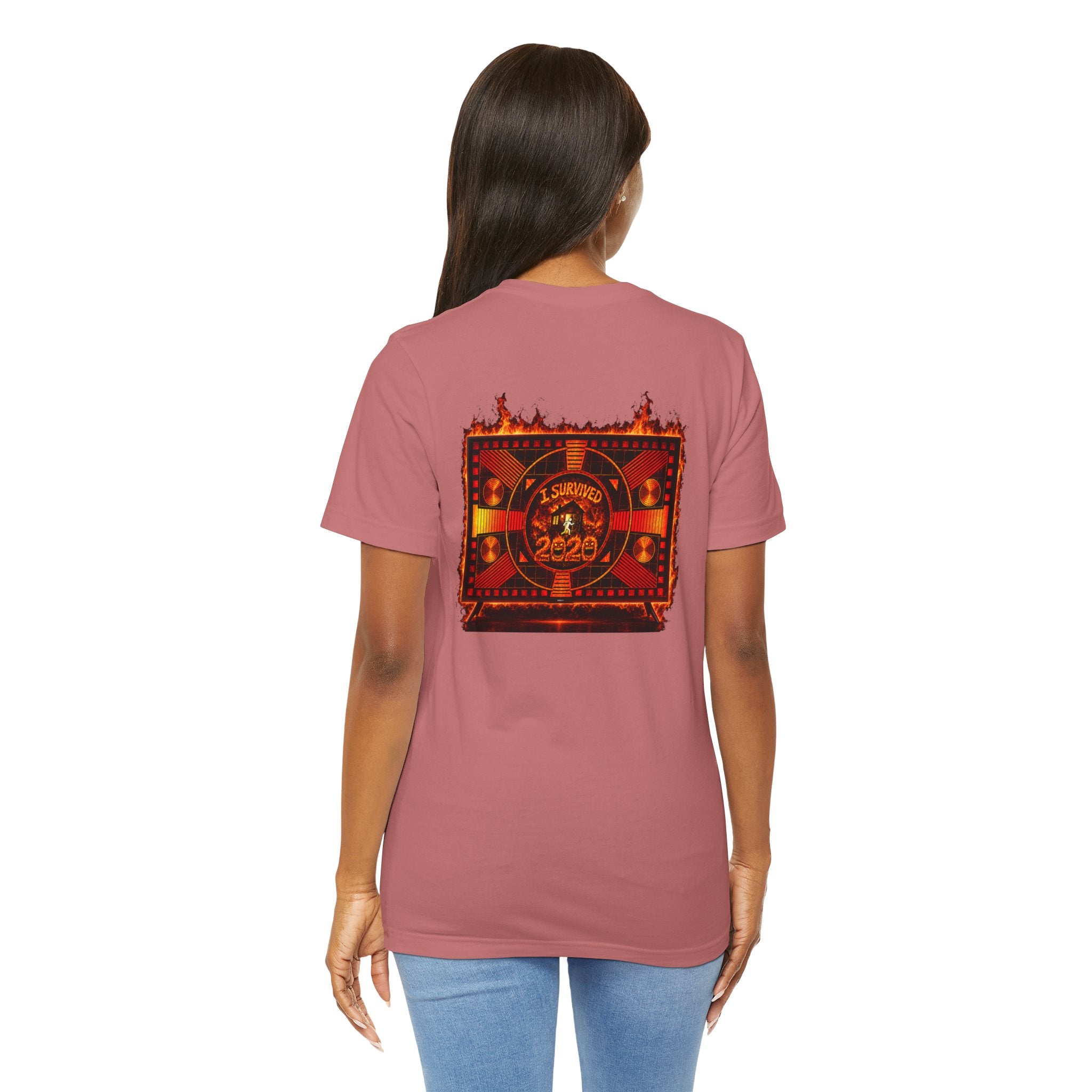 I Survived 2020 — "Please Stand By" Test Pattern Tee Wildfire Signal Edition Summer Premiere Unisex Jersey Short Sleeve Tee