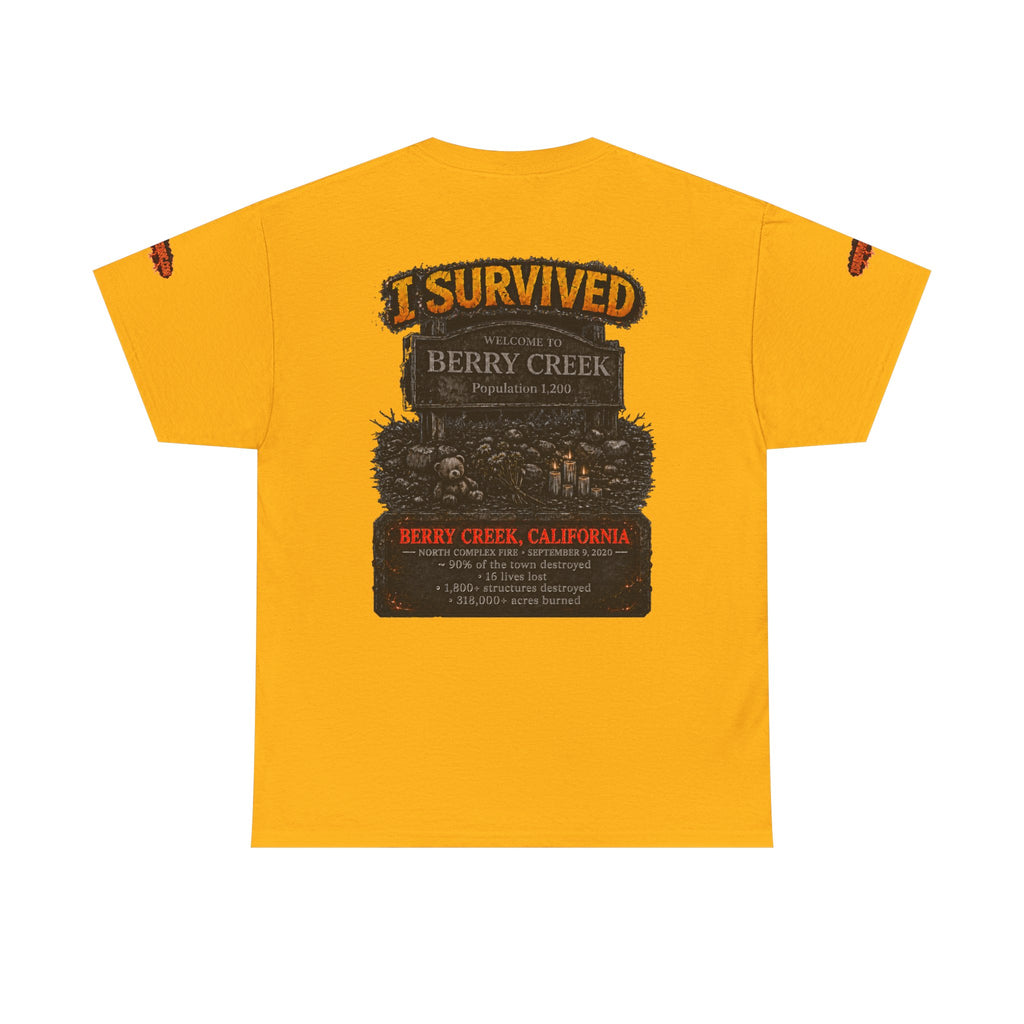 I Survived 2020 — Director's Cut S2:E1 "Berry Creek" | Wildfire Edition Memorial Unisex Heavy Cotton Tee (SPECIAL EDITION)