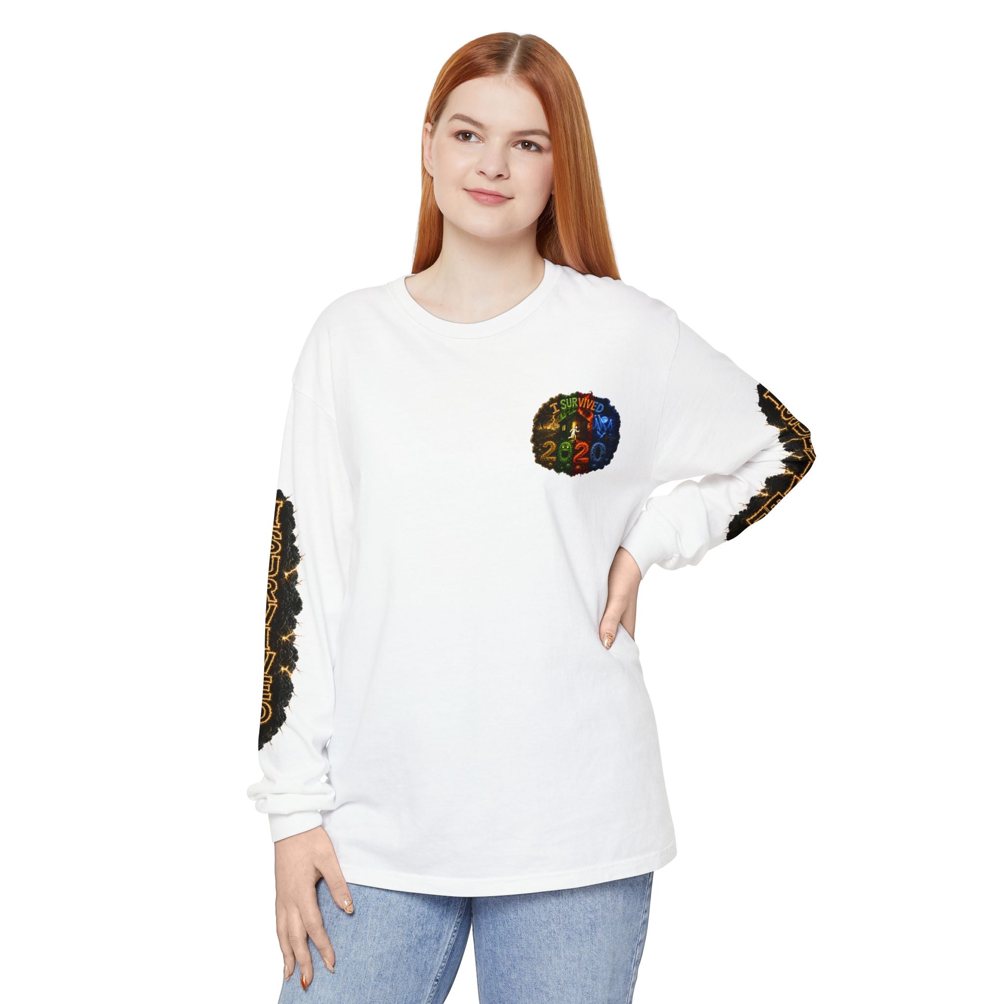 I Survived 2020 — "No Signal" Test Pattern Tee Special Edition Alien Broadcast Finale Summer Premiere Unisex Garment-Dyed Long Sleeve T-Shirt