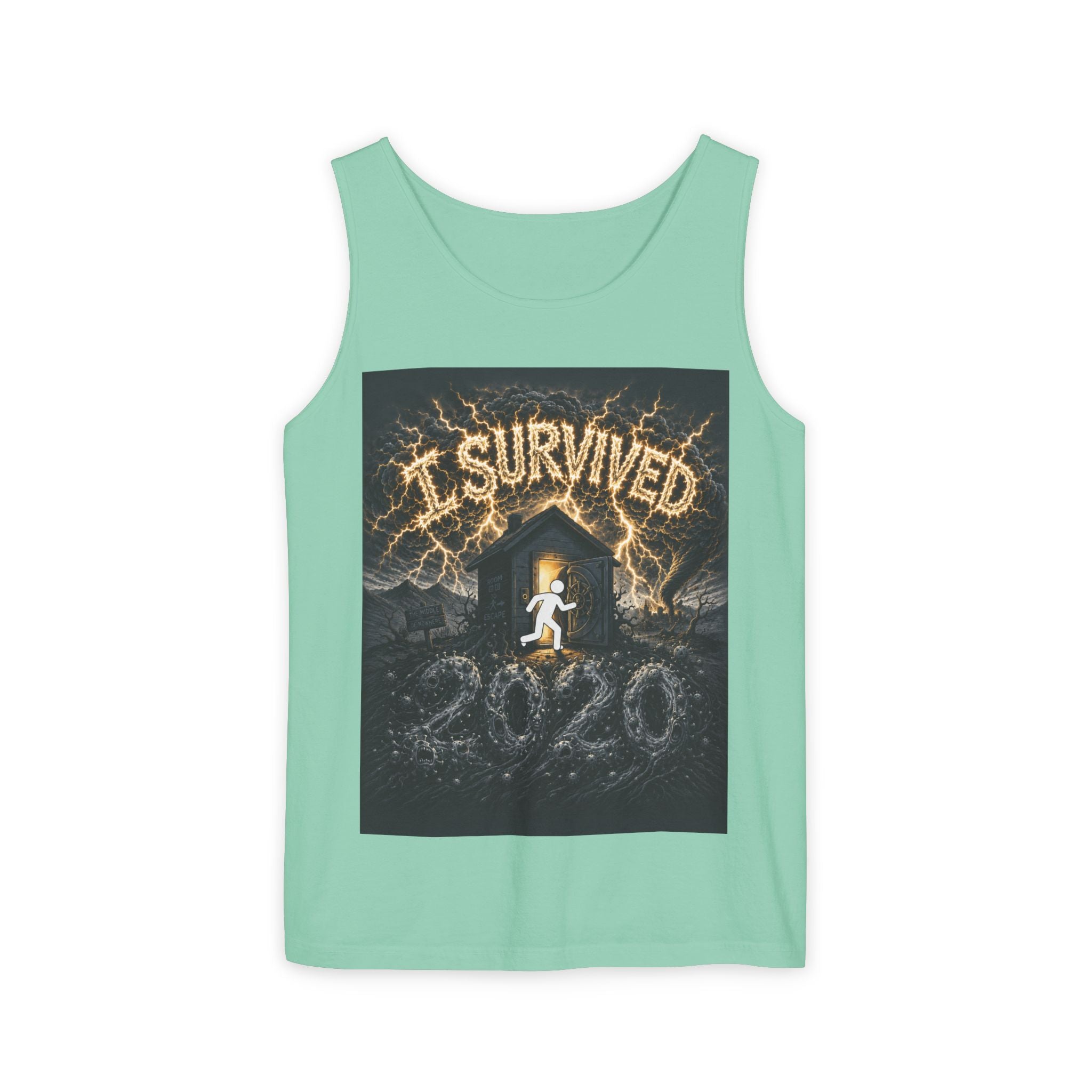 I Survived 2020 — Original Design Teaser Tee | Season 1 Premiere Drop Unisex Garment-Dyed Tank Top