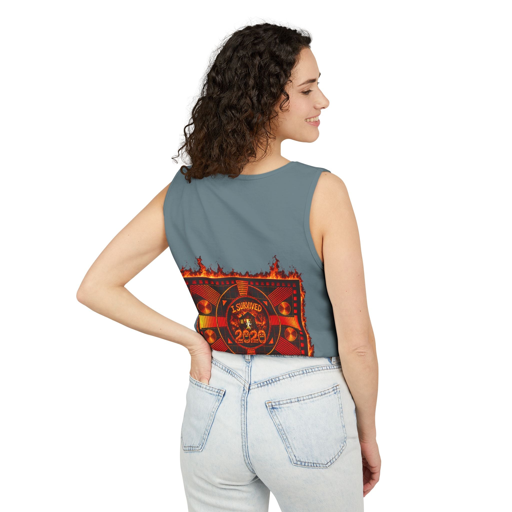 I Survived 2020 — "Please Stand By" Test Pattern Tee Wildfire Signal Edition Summer Premiere Unisex Garment-Dyed Tank Top