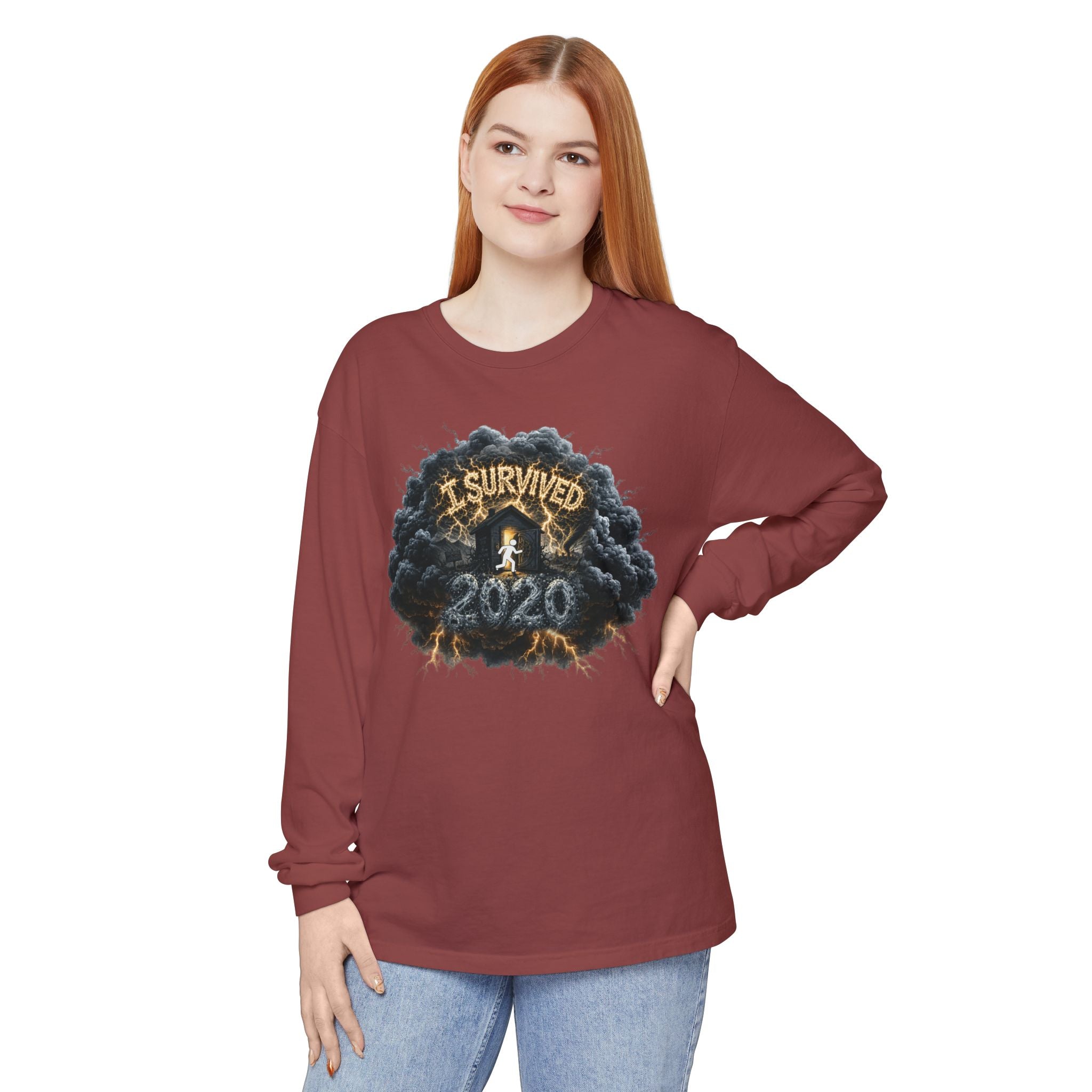 I Survived 2020 — Director's Cut Original Design Teaser Tee | Season 1 Premiere Drop Unisex Garment-Dyed Long Sleeve T-Shirt