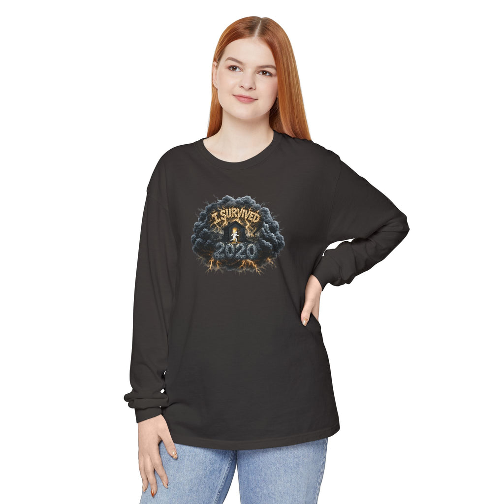 I Survived 2020 — Original PILOT Design: Director's Cut Unisex Garment-Dyed Long Sleeve T-Shirt