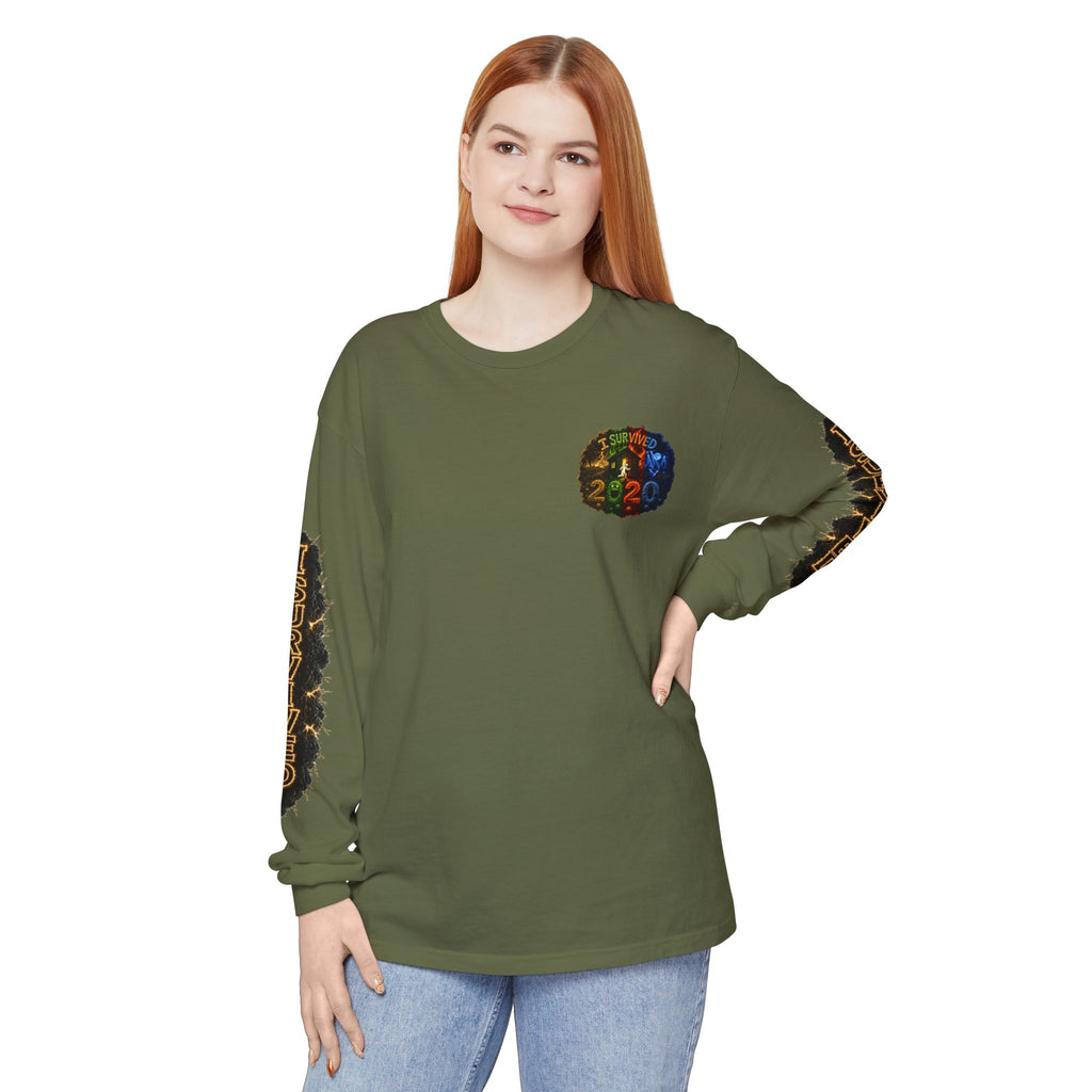 I Survived 2020 — "No Signal" Test Pattern Tee Special Edition Alien Broadcast Finale Summer Premiere Unisex Garment-Dyed Long Sleeve T-Shirt