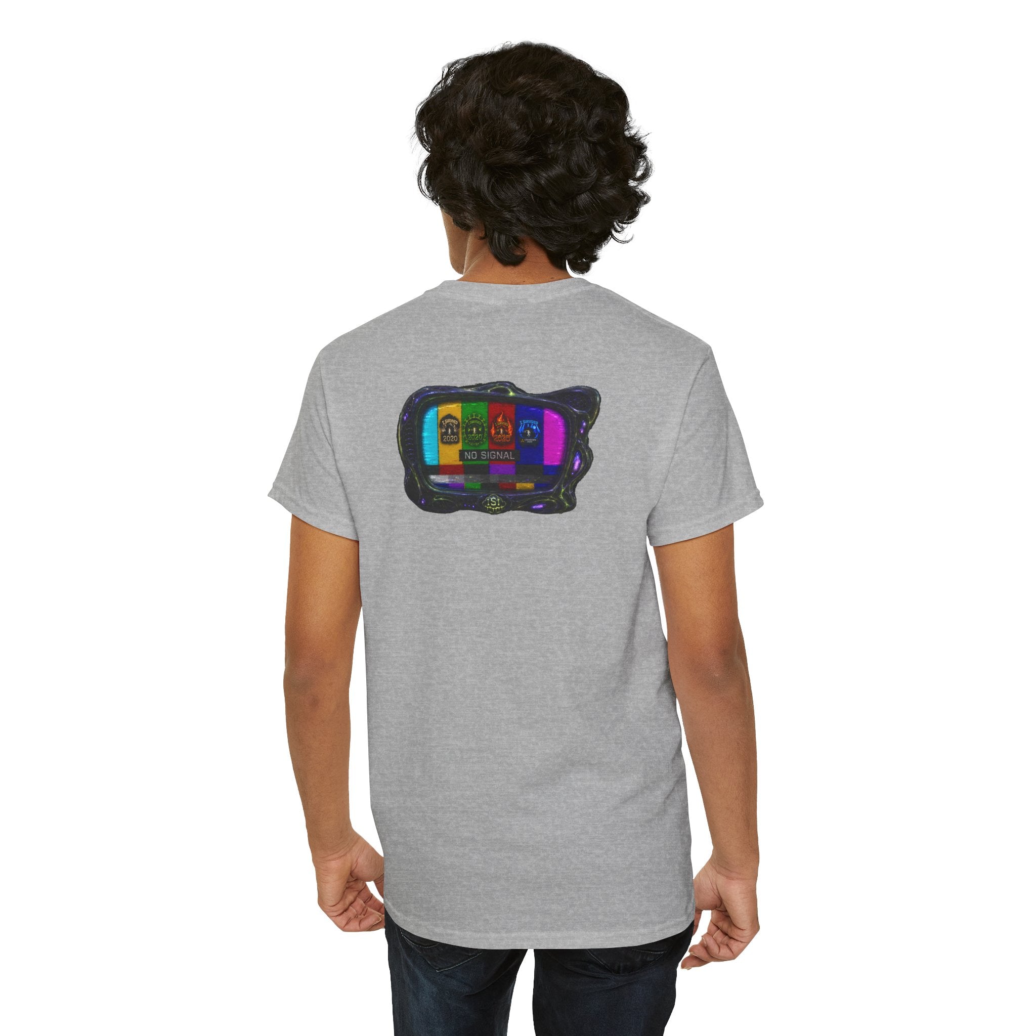 I Survived 2020 — "No Signal" Test Pattern Tee Alien Broadcast Finale Summer Premiere Unisex Heavy Cotton Tee