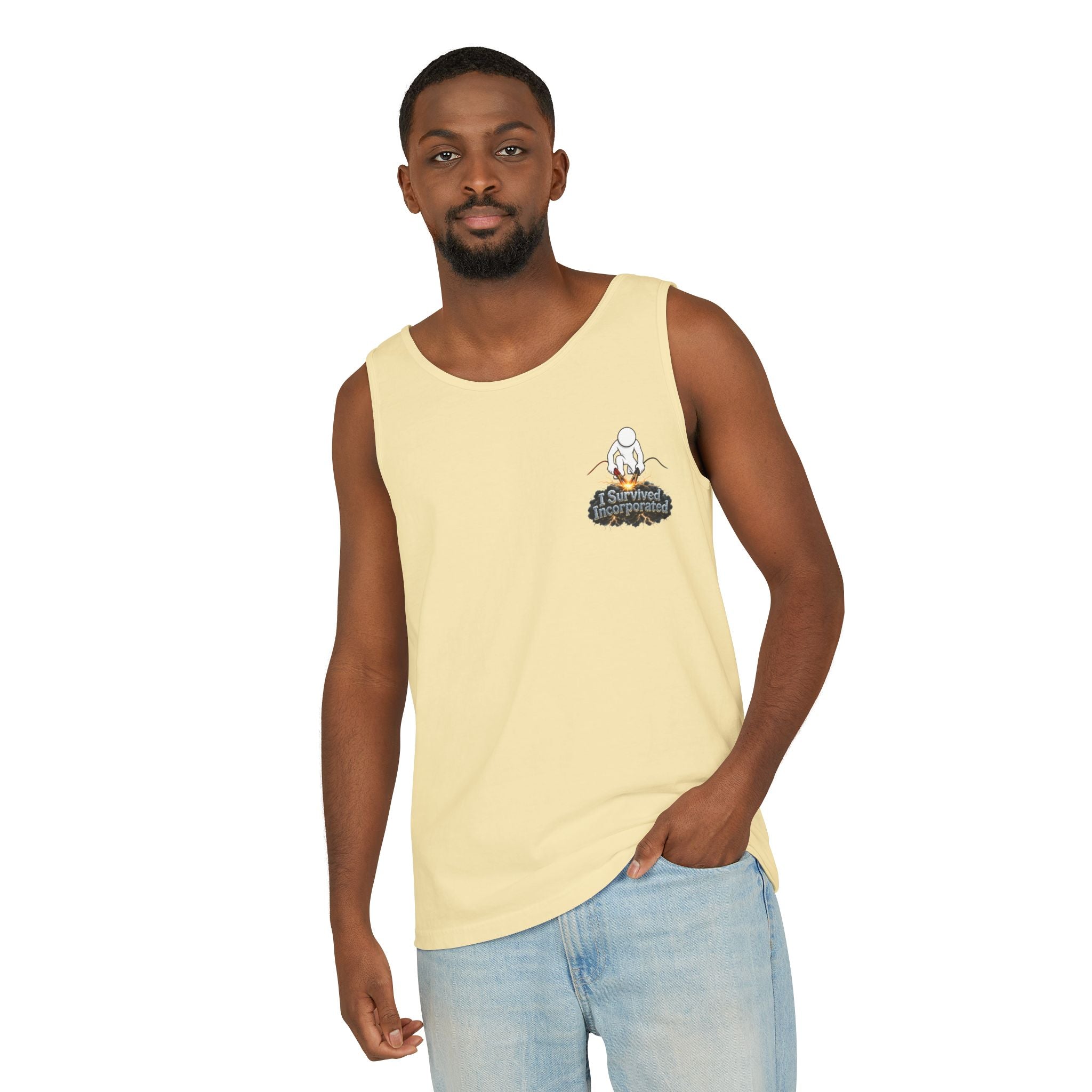 I Survived 2020 — "Please Stand By" Test Pattern Tee Summer Premier  Unisex Garment-Dyed Tank Top