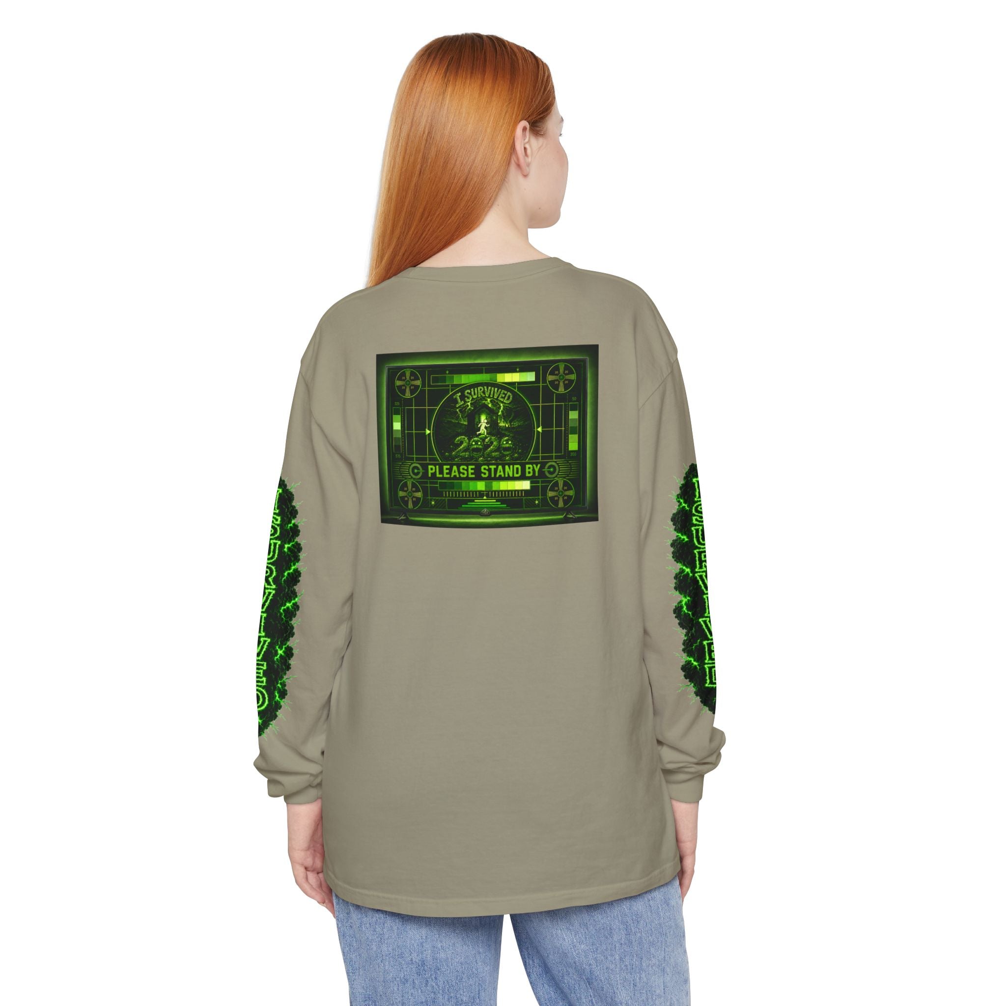 I Survived 2020 — "Please Stand By" Test Pattern Toxic Signal Tee Special Edition Summer Premiere Unisex Garment-Dyed Long Sleeve T-Shirt