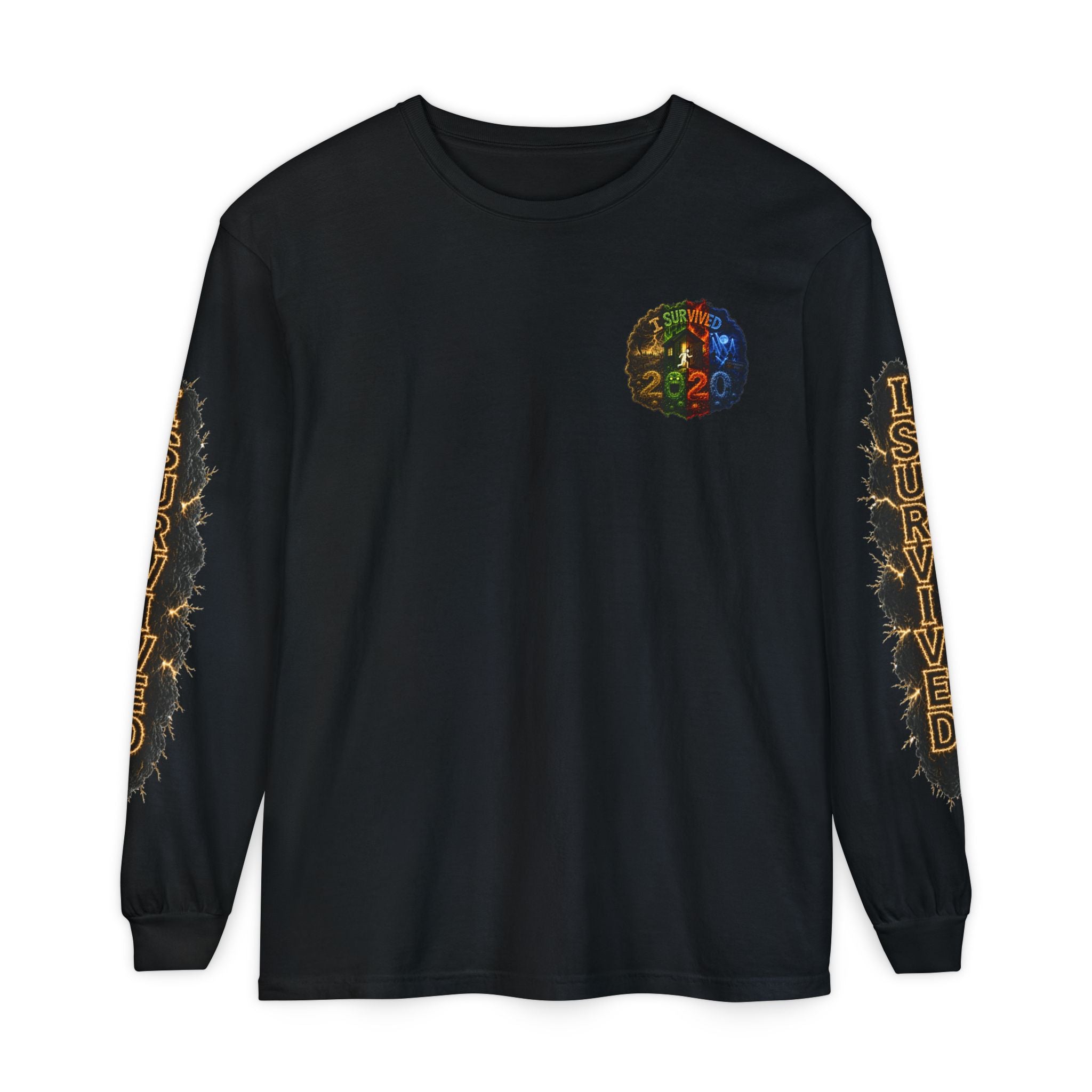 I Survived 2020 — "No Signal" Test Pattern Tee Special Edition Alien Broadcast Finale Summer Premiere Unisex Garment-Dyed Long Sleeve T-Shirt