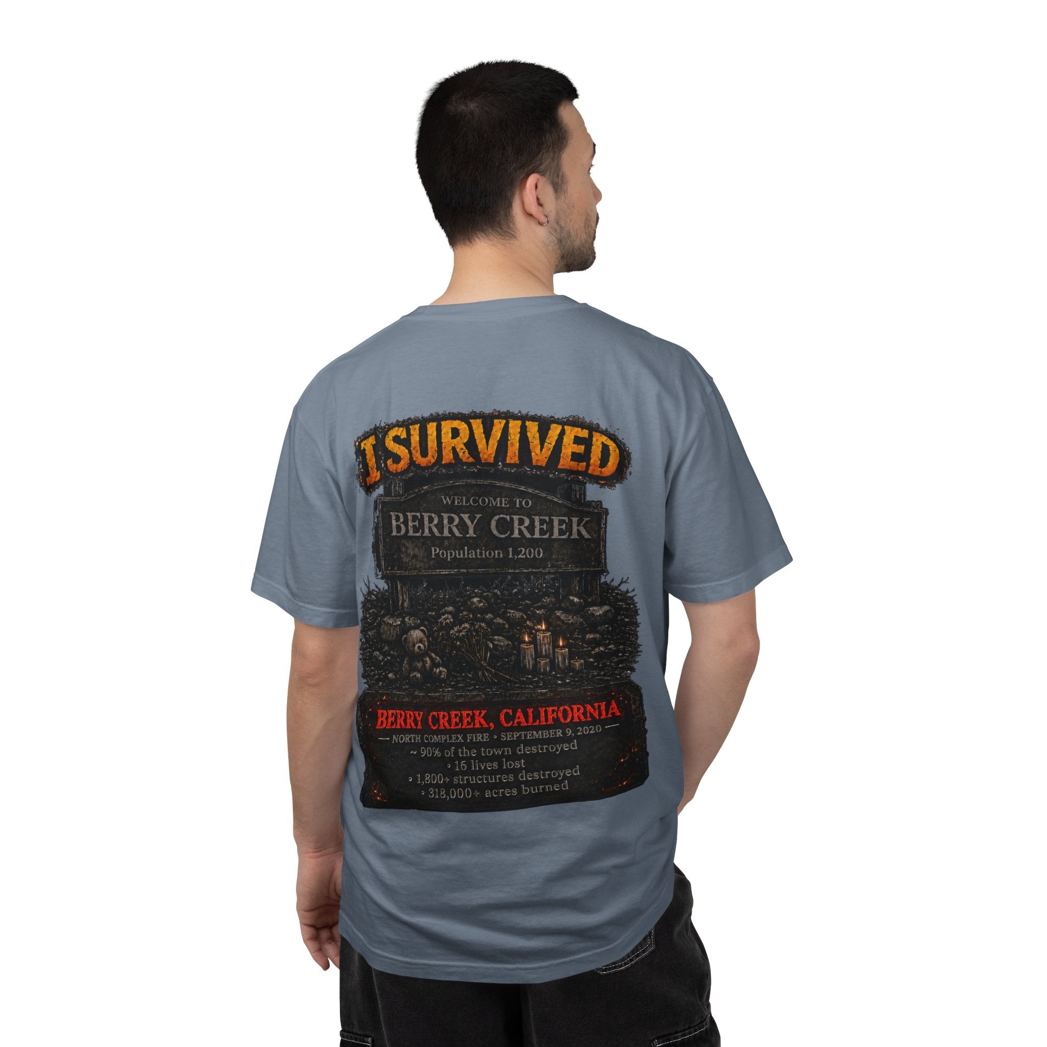 I Survived 2020 — Director's Cut S2:E1 "Berry Creek" | Wildfire Edition Memorial Unisex Garment-Dyed T-shirt