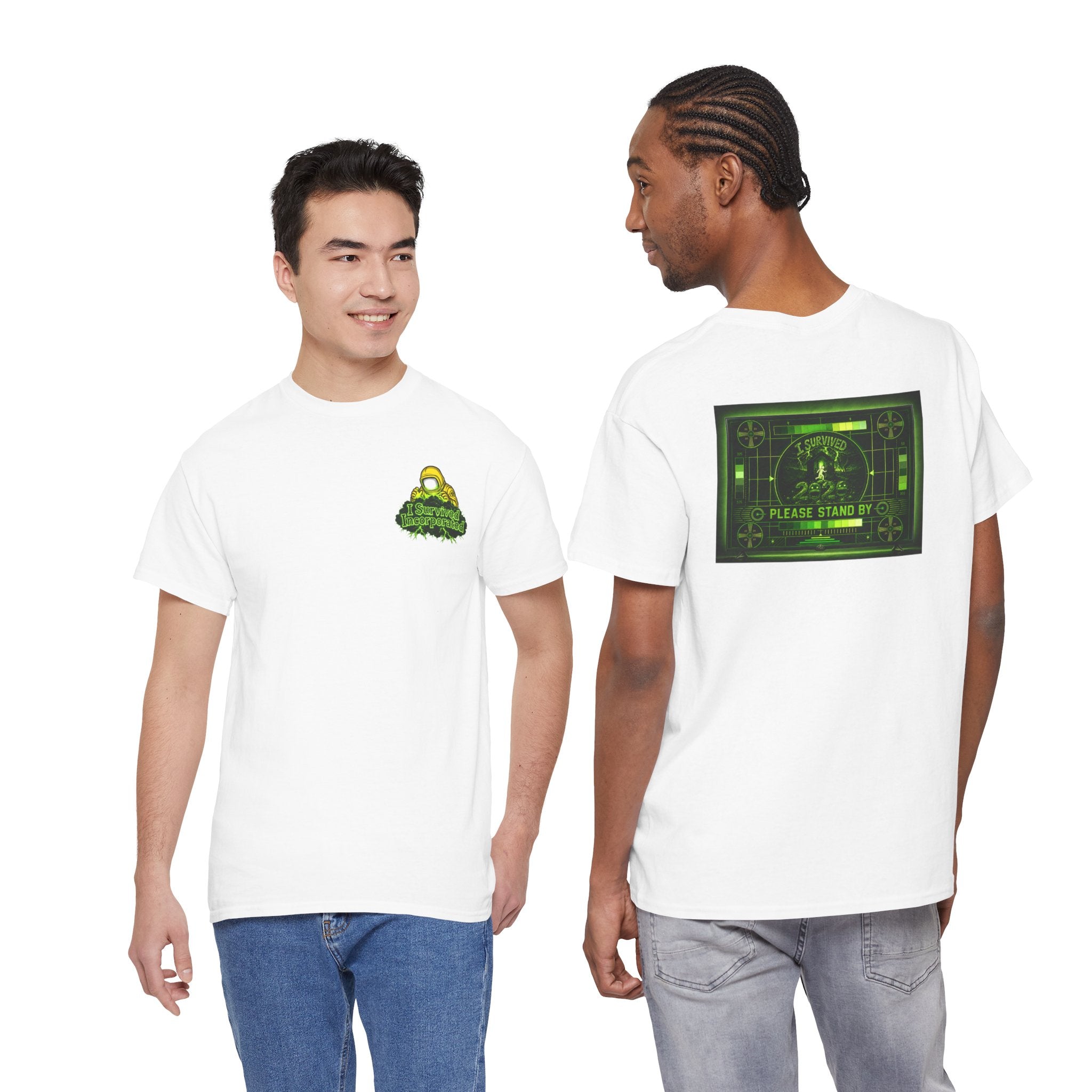 I Survived 2020 — "Please Stand By" Test Pattern Toxic Signal Tee Summer Premiere Unisex Heavy Cotton Tee