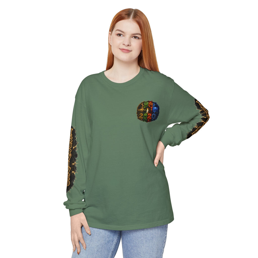 I Survived 2020 — "No Signal" Test Pattern Tee Special Edition Alien Broadcast Finale Summer Premiere Unisex Garment-Dyed Long Sleeve T-Shirt