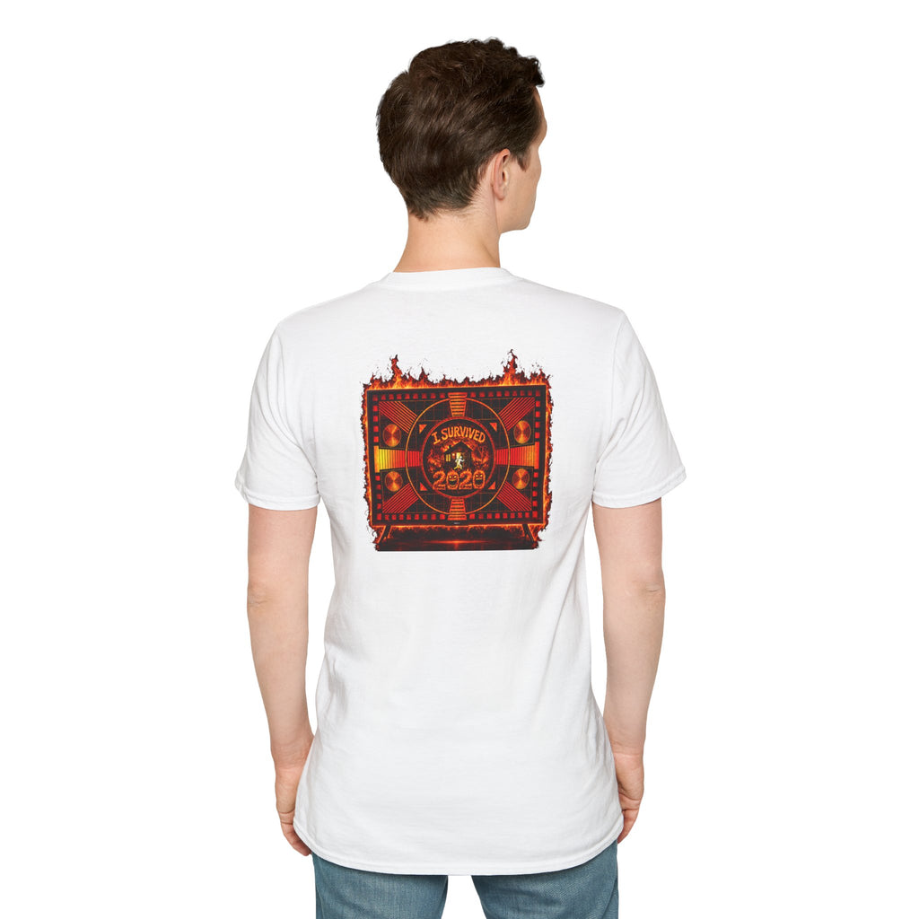 I Survived 2020 — "Please Stand By" Test Pattern Tee Wildfire Signal Edition Summer Premiere Unisex Softstyle T-Shirt