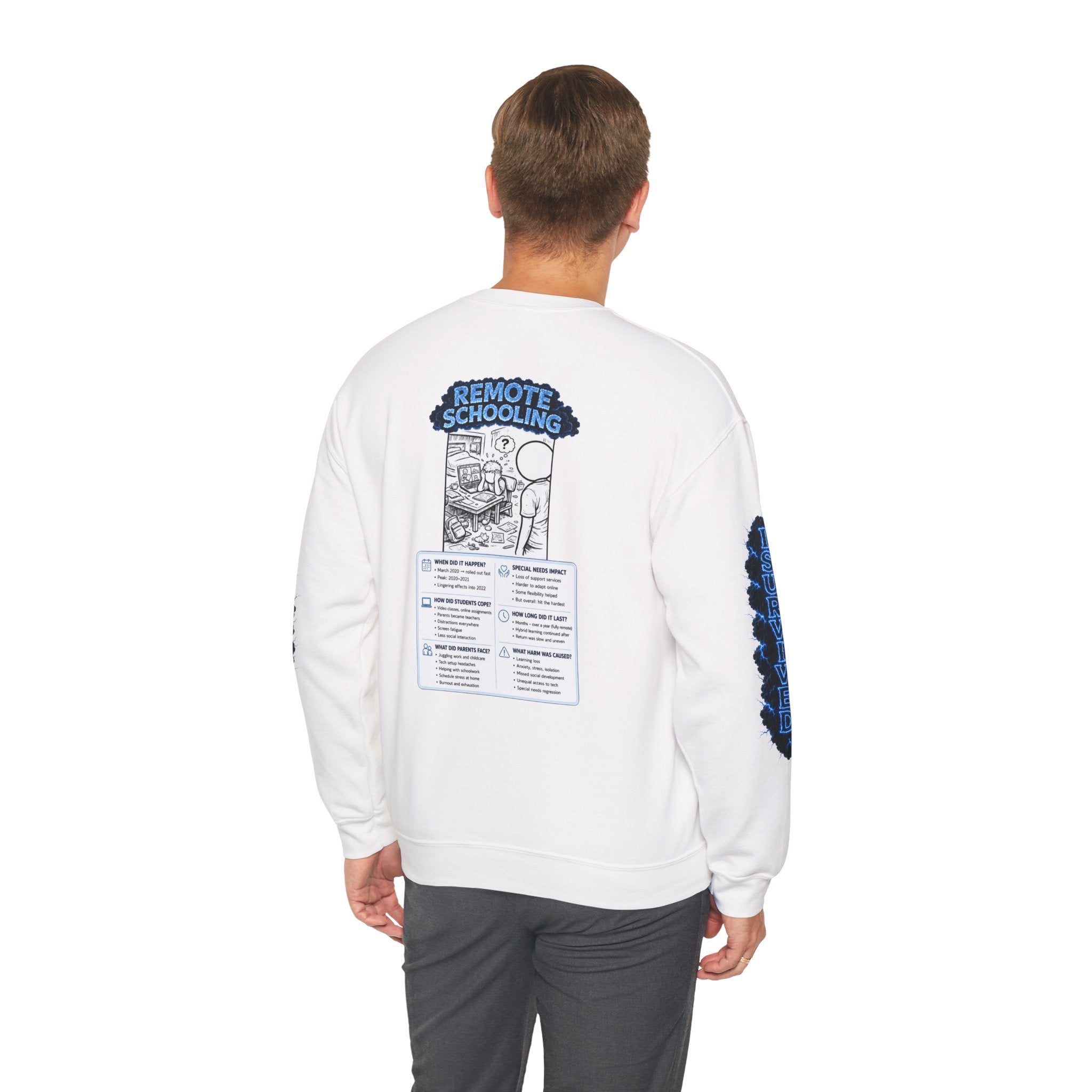 I Survived 2020 — LOCKDOWN S3:E3: Director's Cut Special Edition "Remote Schooling" Unisex Heavy Blend™ Crewneck Sweatshirt