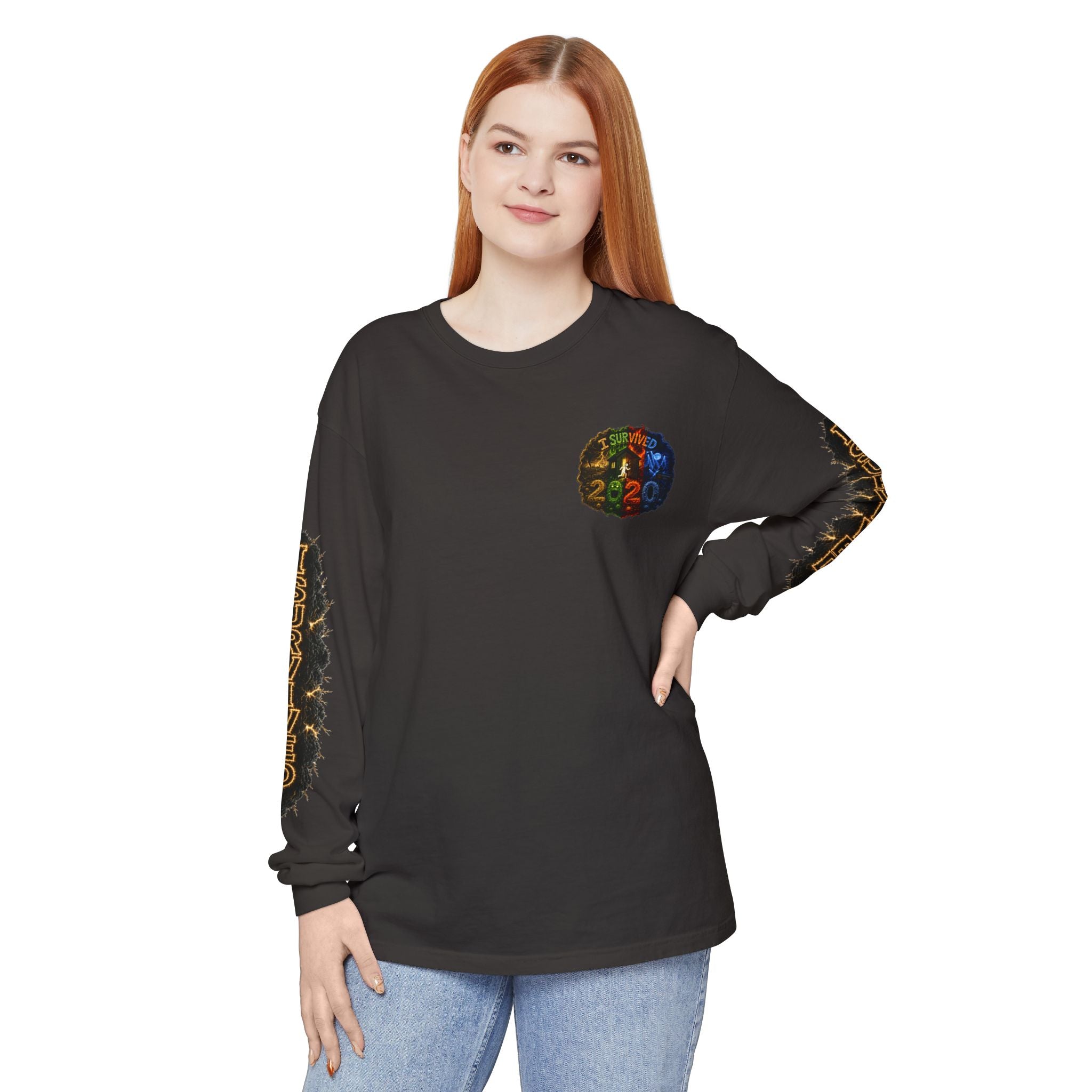 I Survived 2020 — "No Signal" Test Pattern Tee Special Edition Alien Broadcast Finale Summer Premiere Unisex Garment-Dyed Long Sleeve T-Shirt