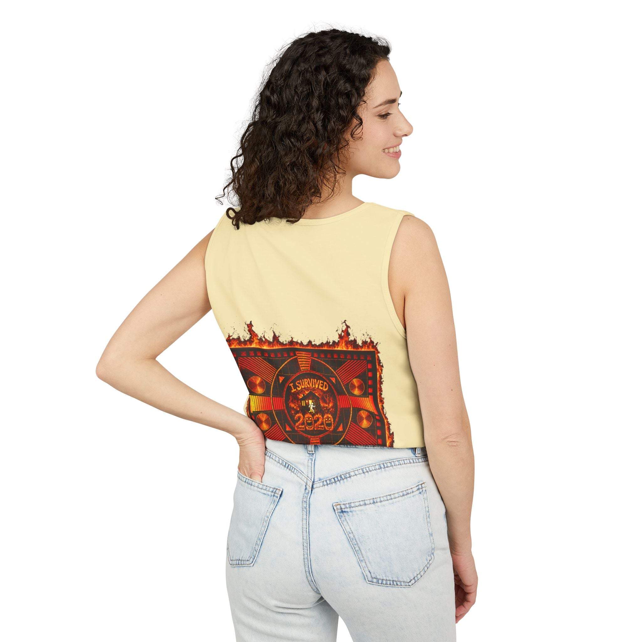 I Survived 2020 — "Please Stand By" Test Pattern Tee Wildfire Signal Edition Summer Premiere Unisex Garment-Dyed Tank Top