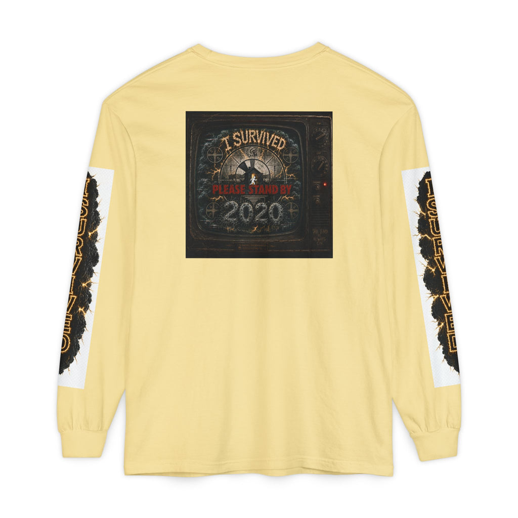 I Survived 2020 — "Please Stand By" Test Pattern Tee Special Edition Summer Premier Unisex Garment-Dyed Long Sleeve T-Shirt